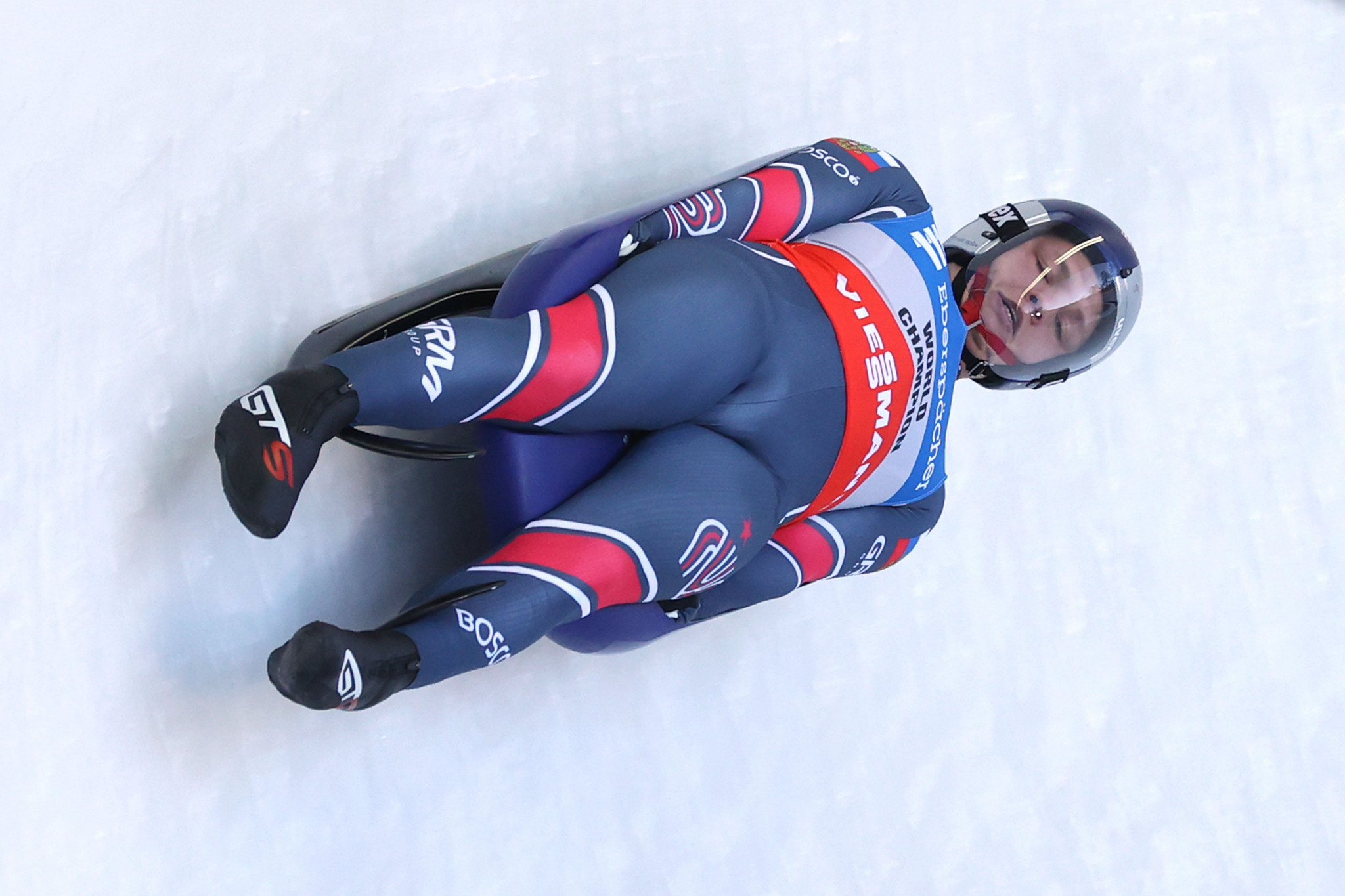 Luge: A professional luger competes at the International winter sports championship. 2050x1370 HD Wallpaper.