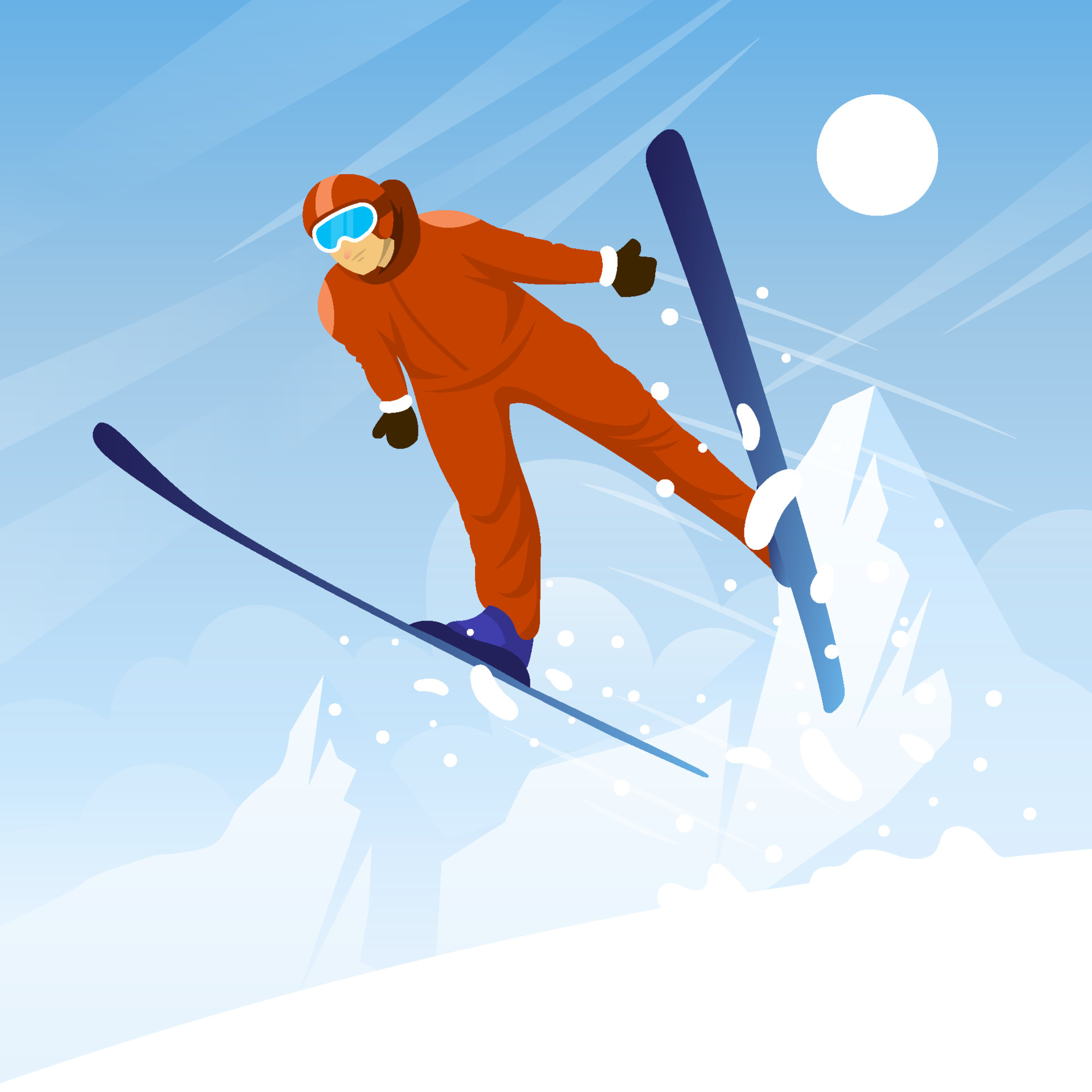 Ski jumping vector art, Icons, Graphics, 1920x1920 HD Handy