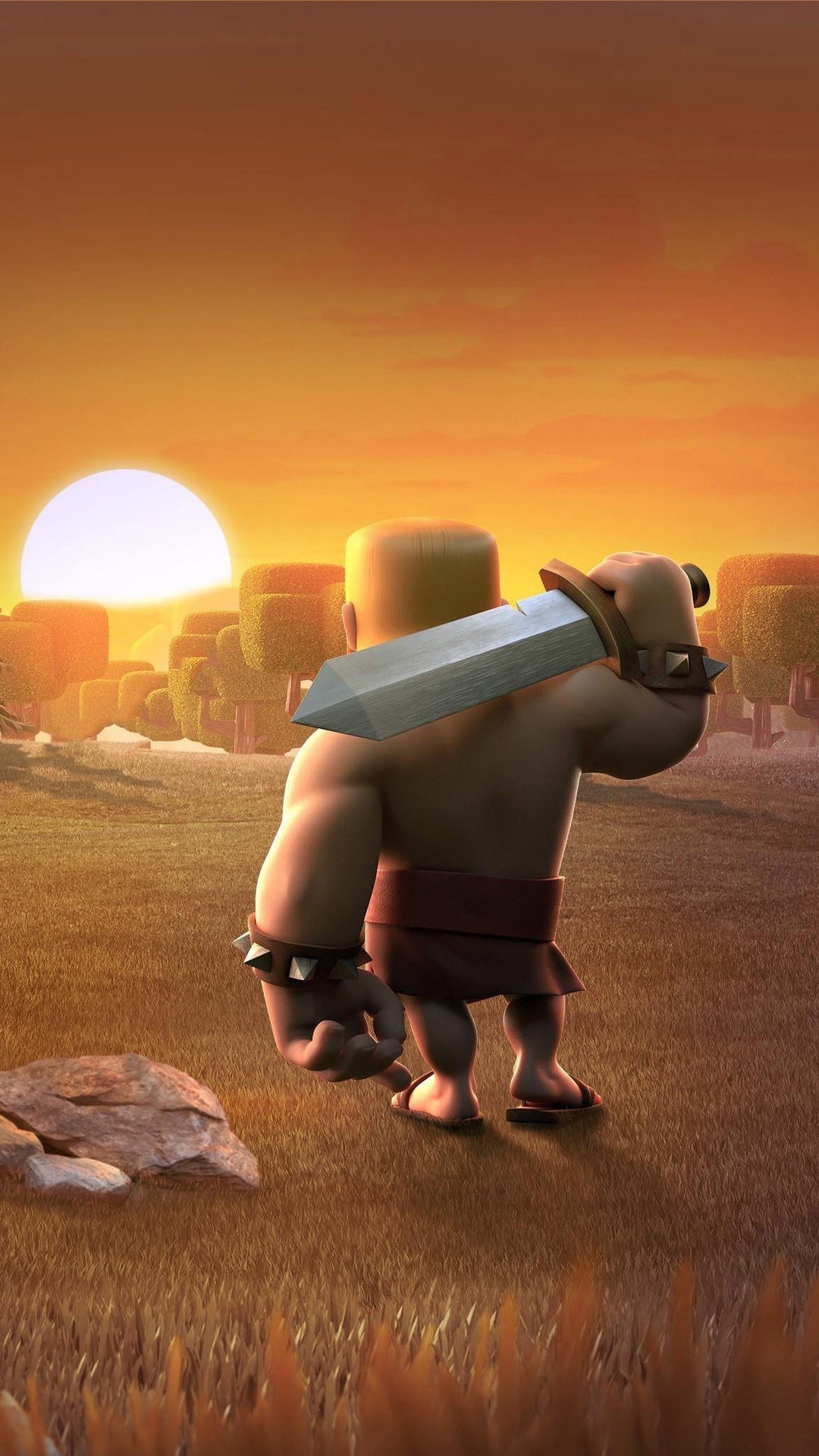 Clash of Clans: The Barbarian, A male kilt-clad Scottish warrior with an angry, battle-ready expression. 1080x1920 Full HD Wallpaper.