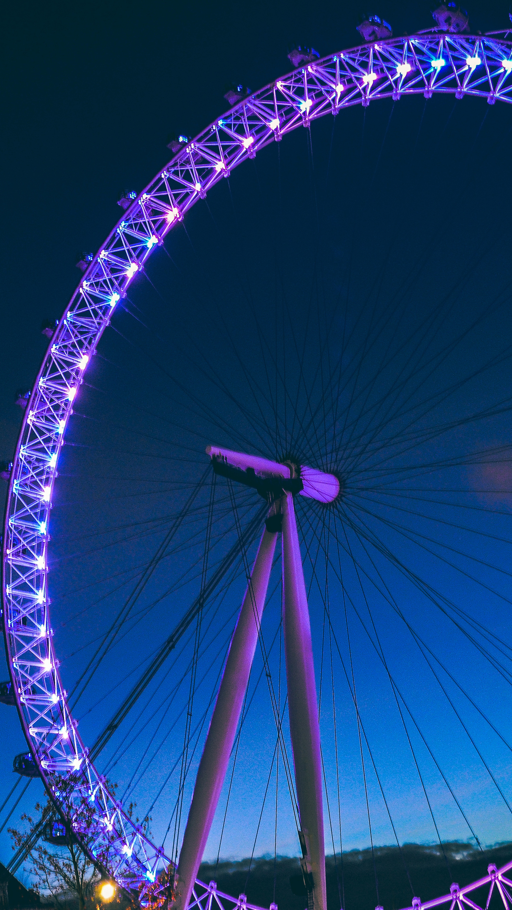London Eye, Ferris wheel with lights, Premium HD wallpapers, Vibrant colors, 2160x3840 4K Handy