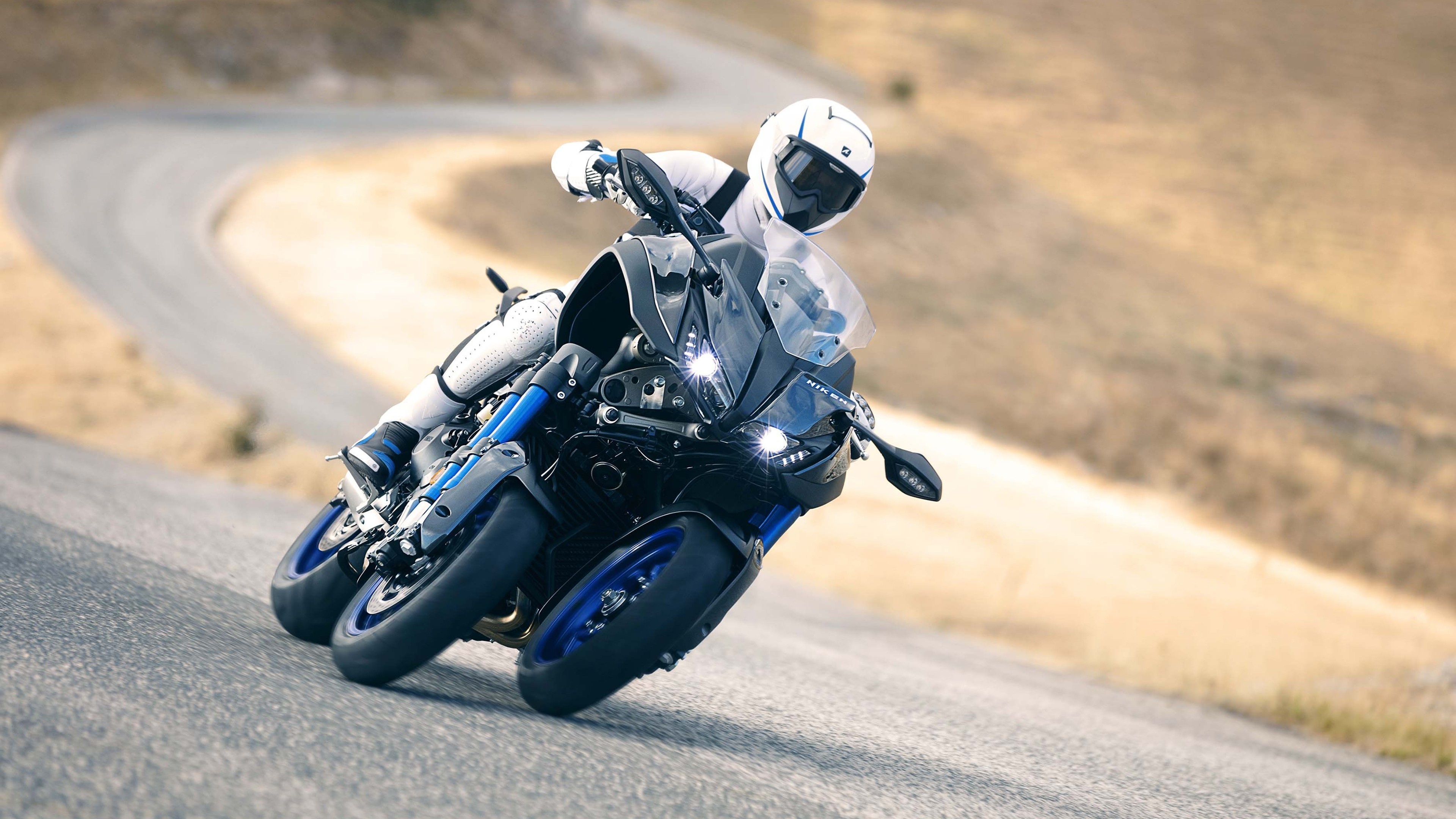 Yamaha Niken, Innovative three-wheeler, Thrilling rides, Unique design, 3840x2160 4K Desktop