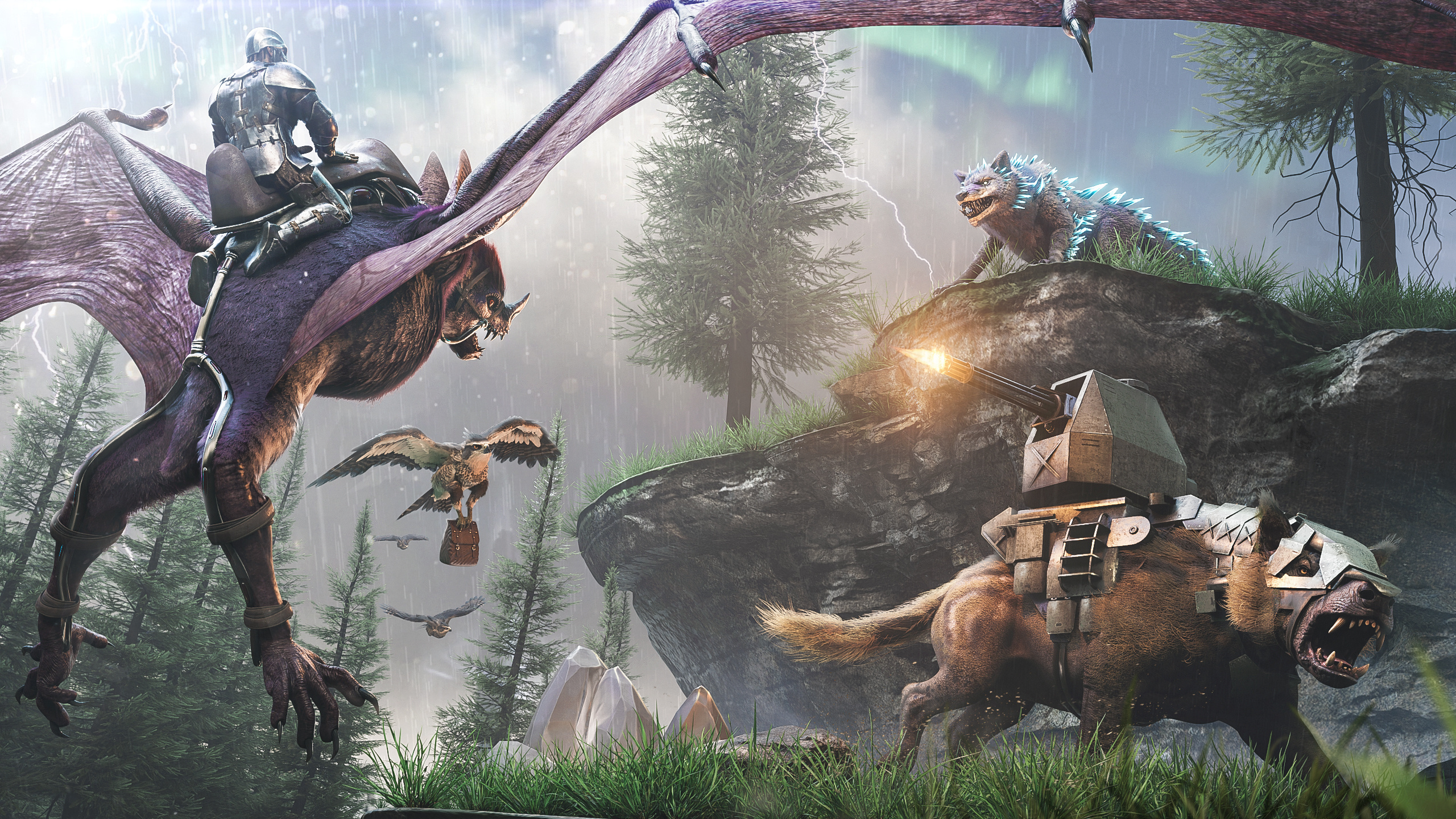 ARK: Survival Evolved: Original robotic creatures, The Enforcer and Scout. 2560x1440 HD Wallpaper.