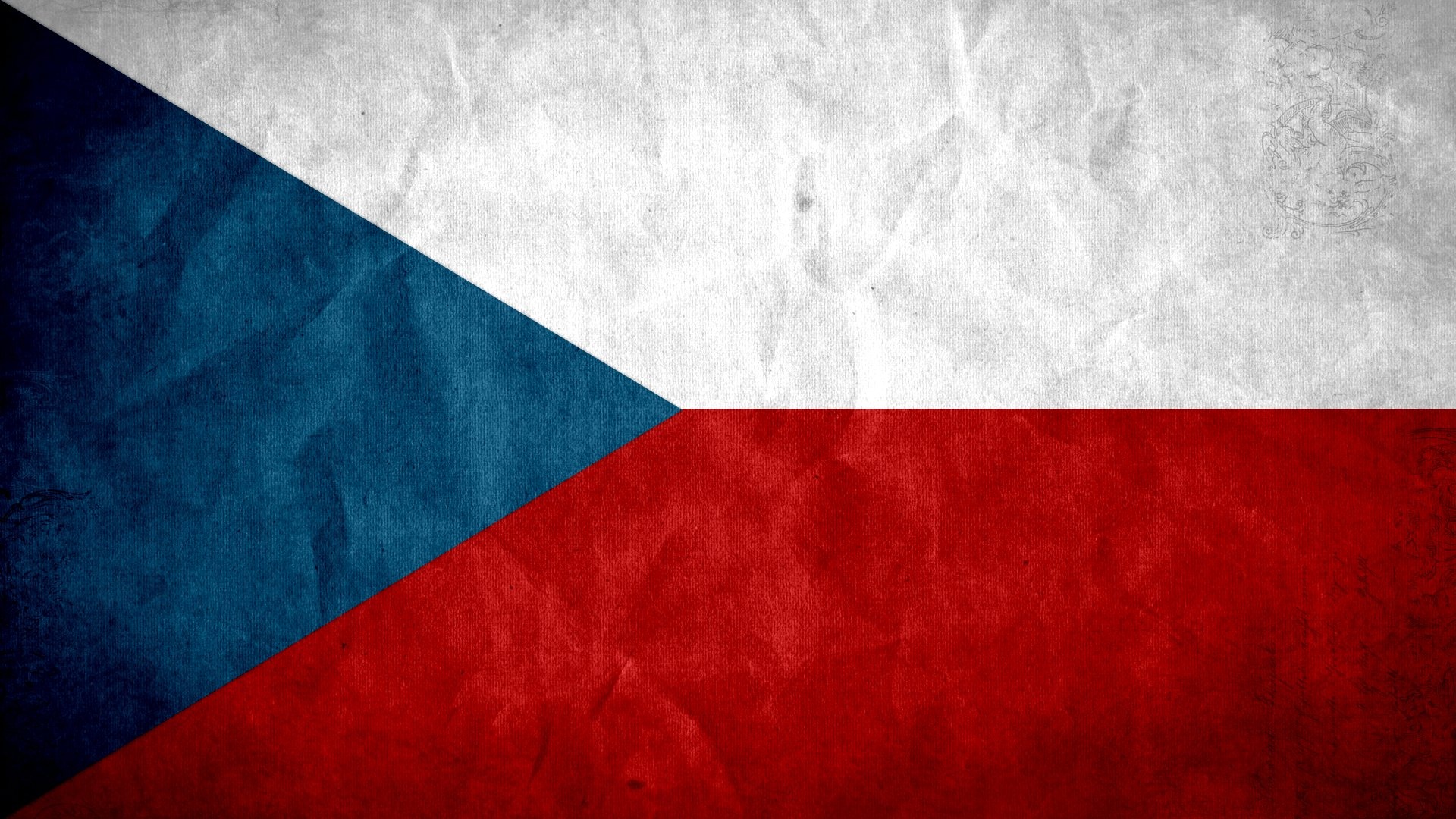 Czechia (Czech Republic): It is bordered by Austria, Germany, Poland, and Slovakia, Flag. 1920x1080 Full HD Background.