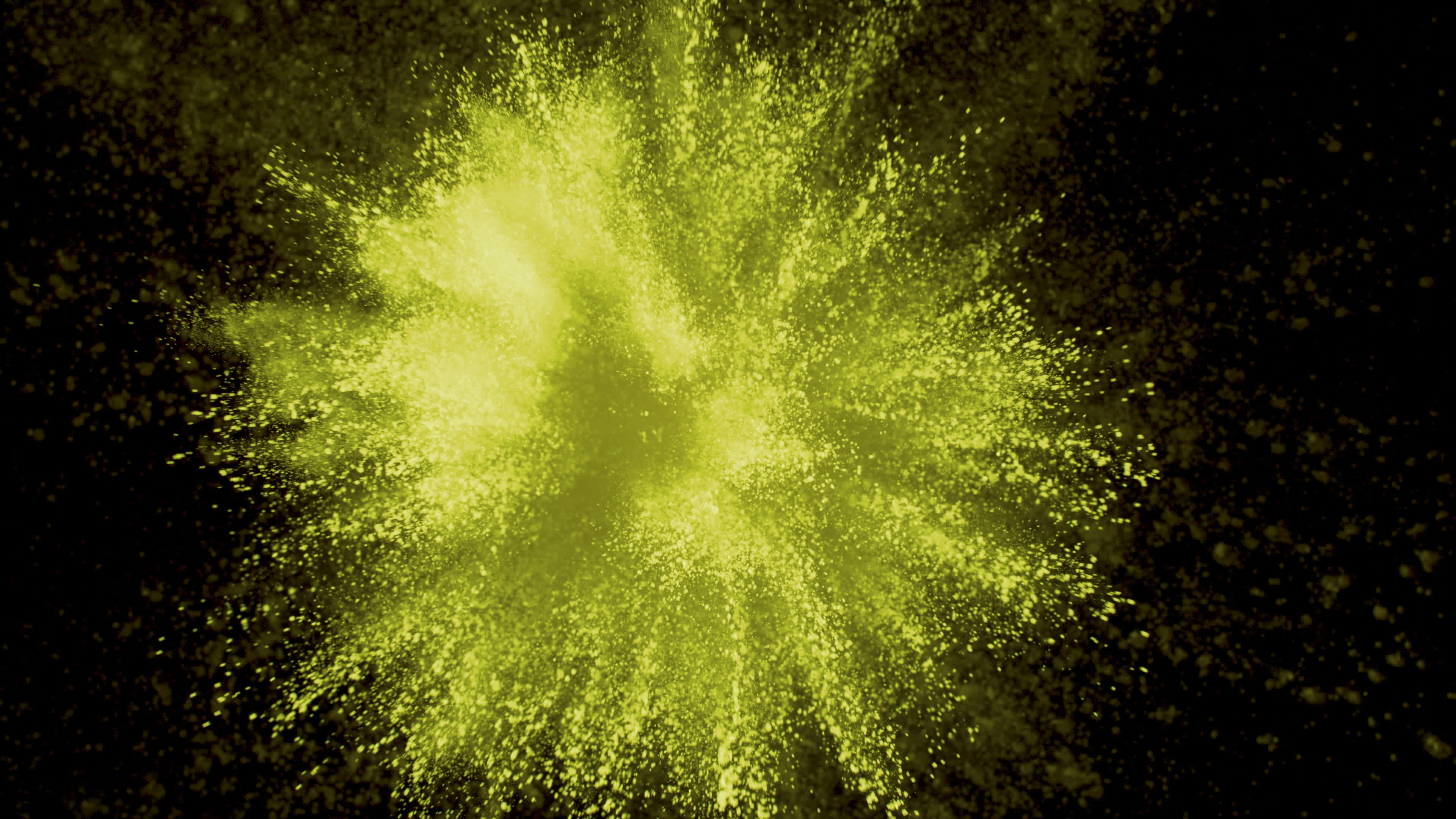 Yellow powder exploding, Slow motion shot, 3840x2160 4K Desktop