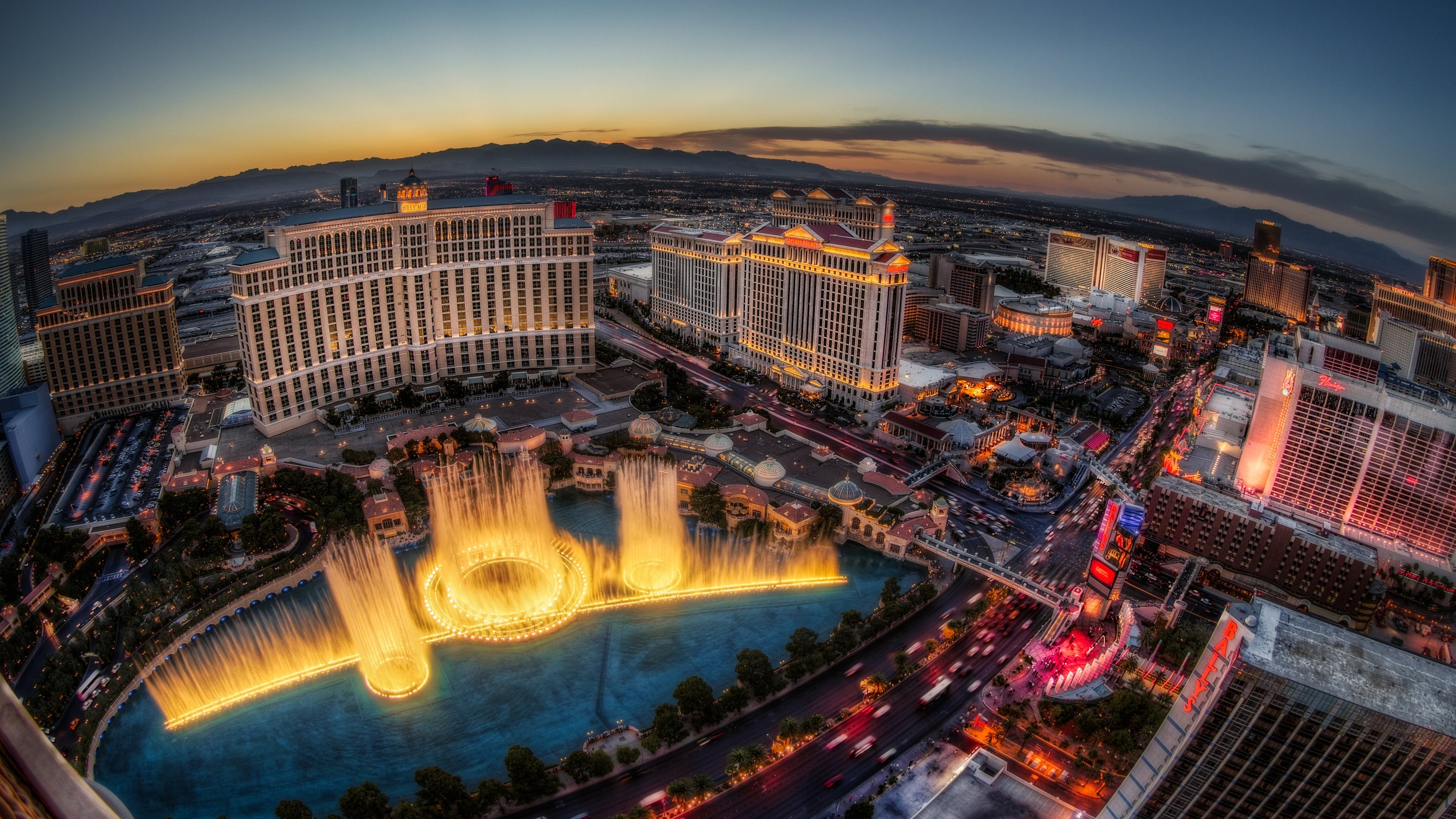 Las Vegas Skyline, HD wallpapers, Nighttime charm, Mesmerizing views, 3840x2160 4K Desktop