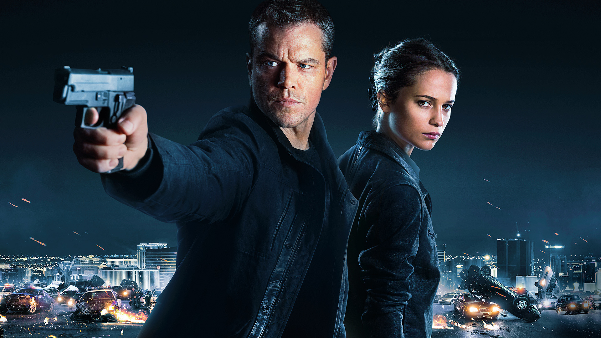 The Bourne: Matt Damon as a former CIA assassin, Alicia Vikander as Heather Lee. 1920x1080 Full HD Wallpaper.