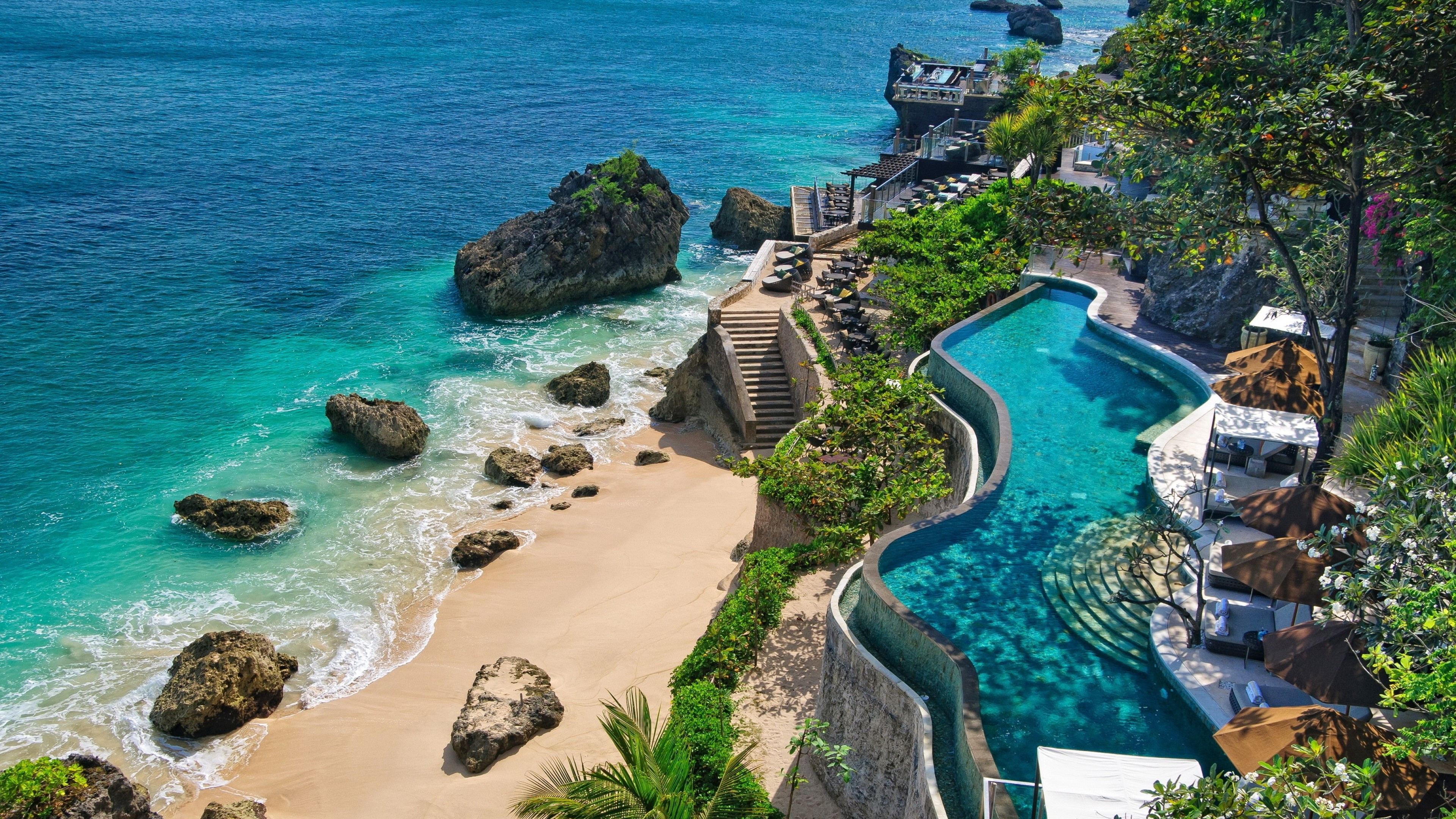 Bali pool, Holiday rocks, UHD TV, Indonesian getaway, 3840x2160 4K Desktop