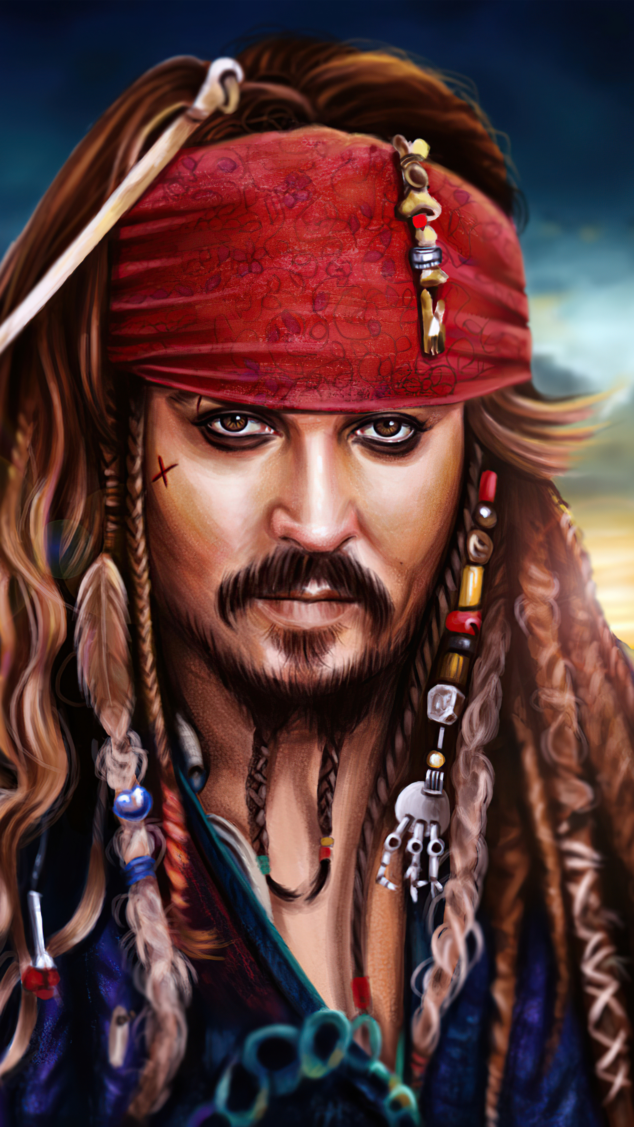 Jack Sparrow, Colorful digital 2D art, Sony Xperia X XZ, Z5 Premium, 2160x3840 4K Handy