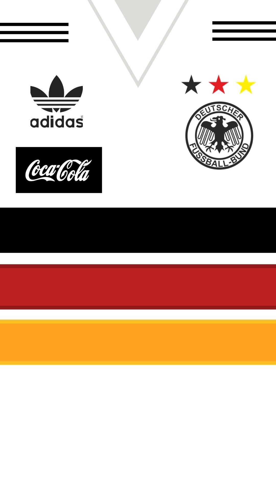 Germany National Football Team: Minimalistic sports uniform kit used by international soccer players in Germany. 1080x1920 Full HD Background.