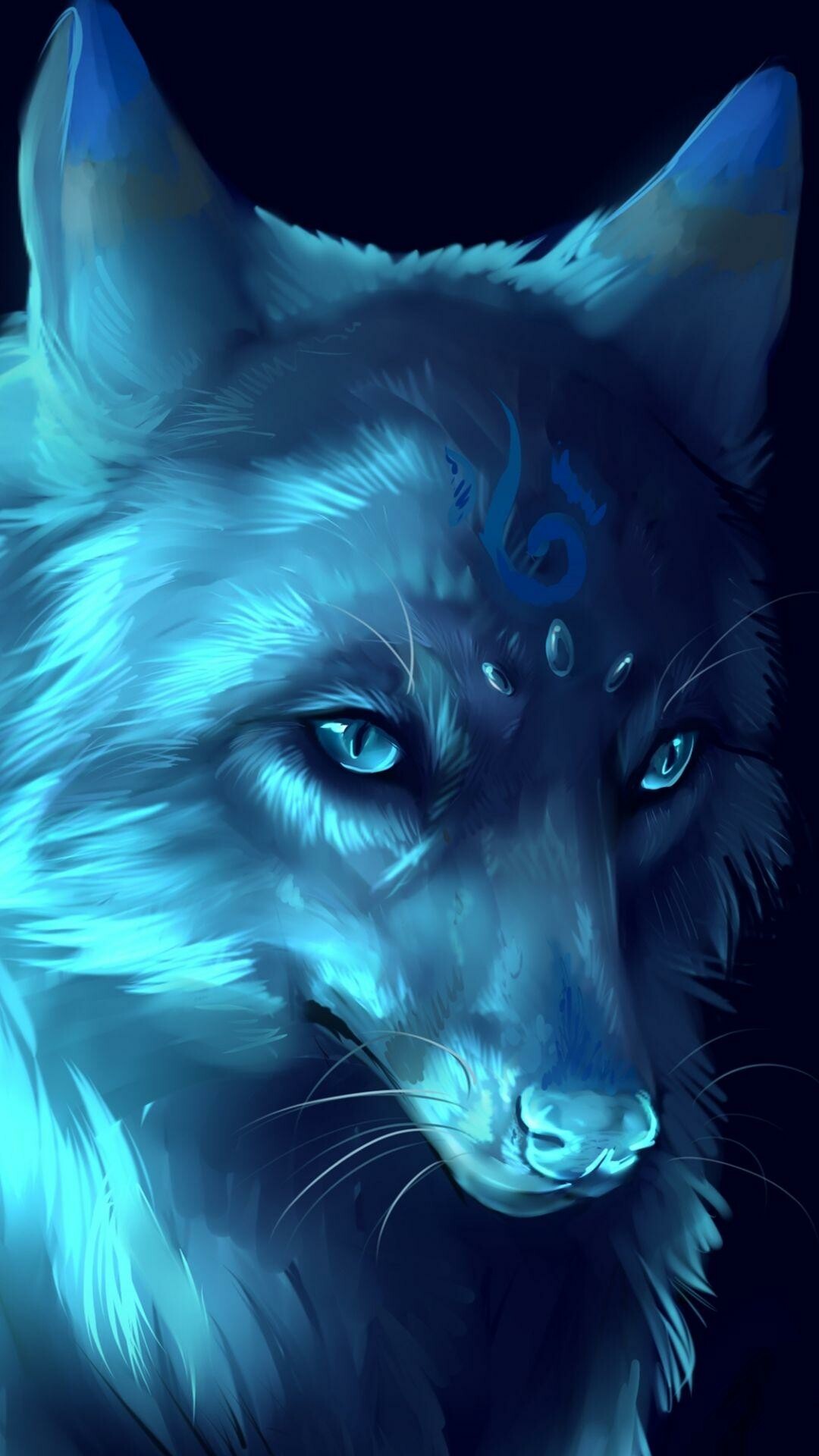 Wolf: Fantasy, Artwork, Canis lupus, Painting. 1080x1920 Full HD Background.