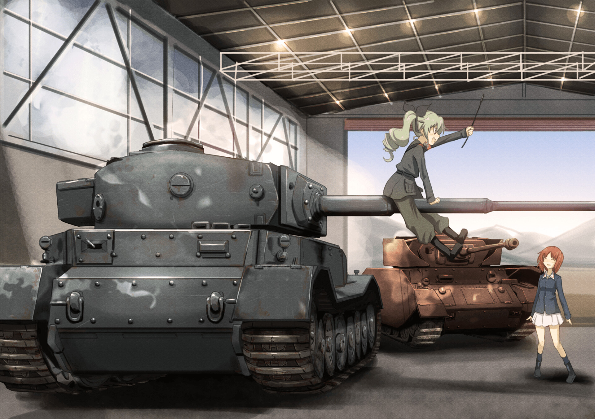 Girls und Panzer: Panzer anime, Anchovy, A student from Anzio Girls High School, Italian Carro Armato P40. 1920x1360 HD Wallpaper.