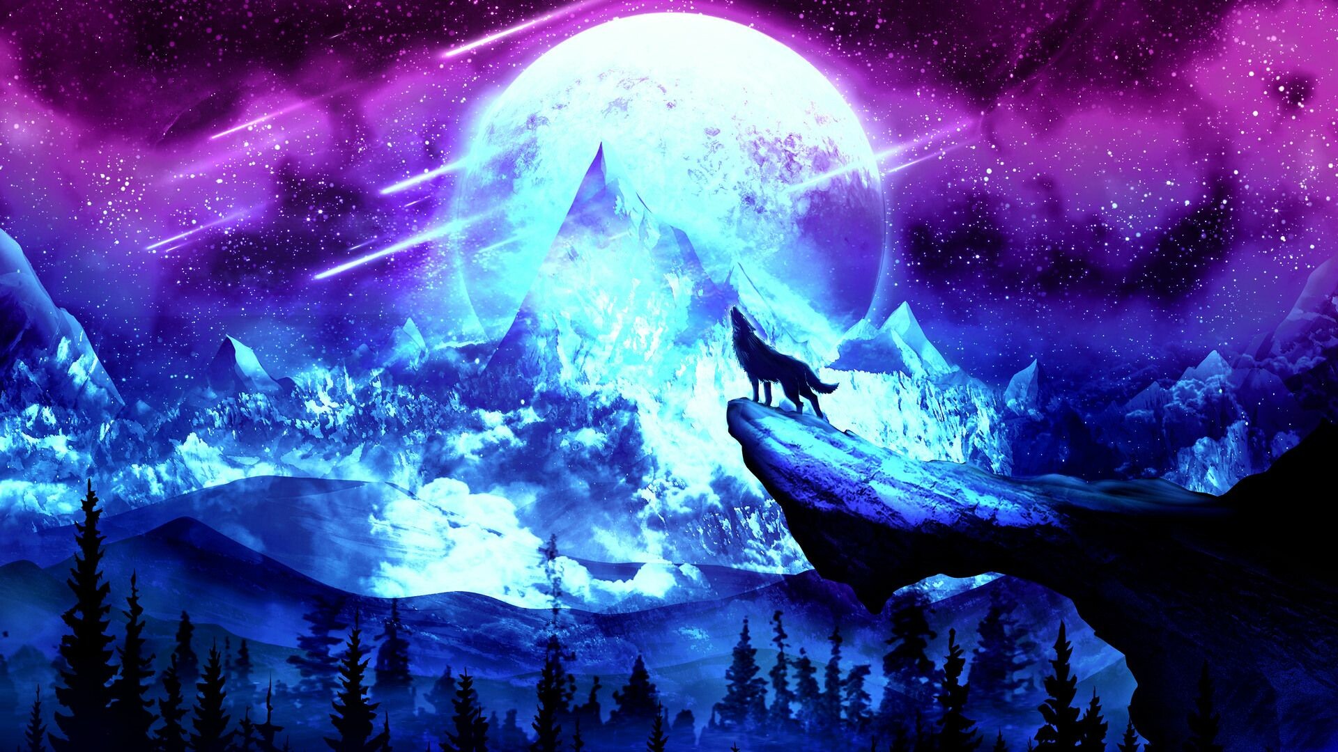 Wolf: The largest members of the dog family, Fantasy art. 1920x1080 Full HD Wallpaper.
