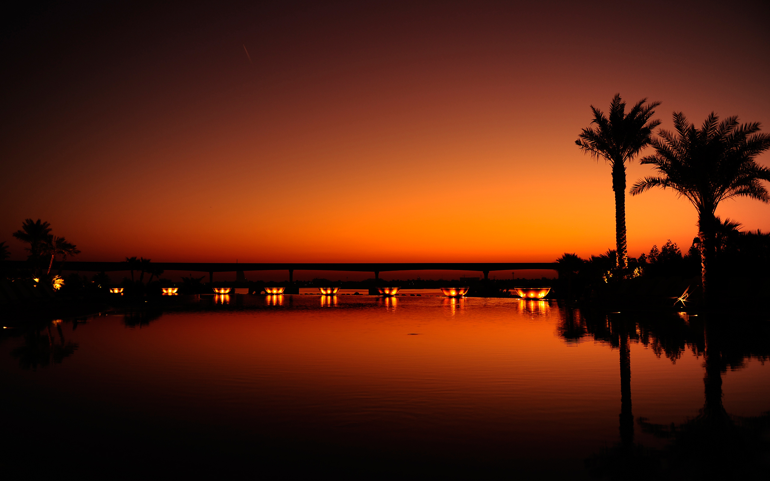Dubai: Beach, Sunset, Palms, Dubai's landscape. 2560x1600 HD Wallpaper.