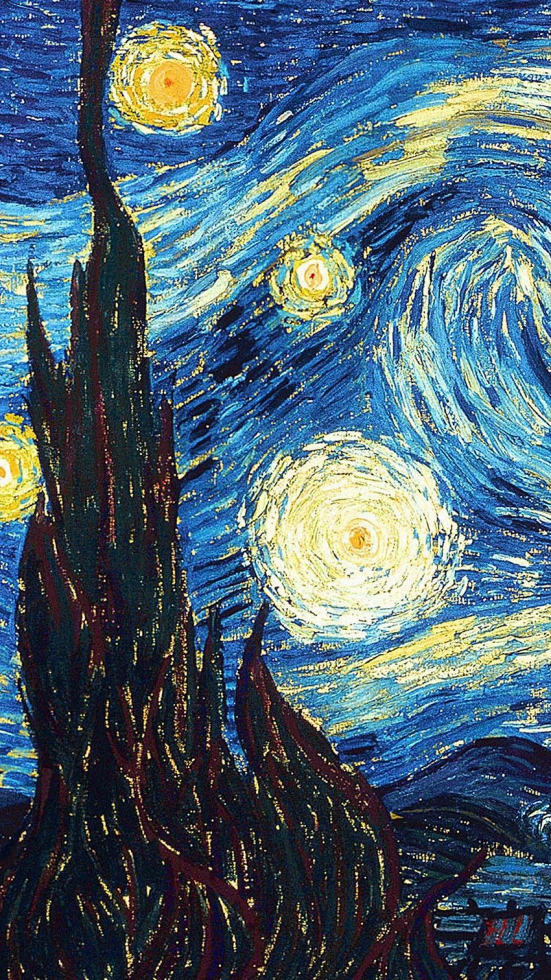 The Starry Night, atmospheric wallpaper, Zoey Peltier, artistic interpretation, 1080x1920 Full HD Phone