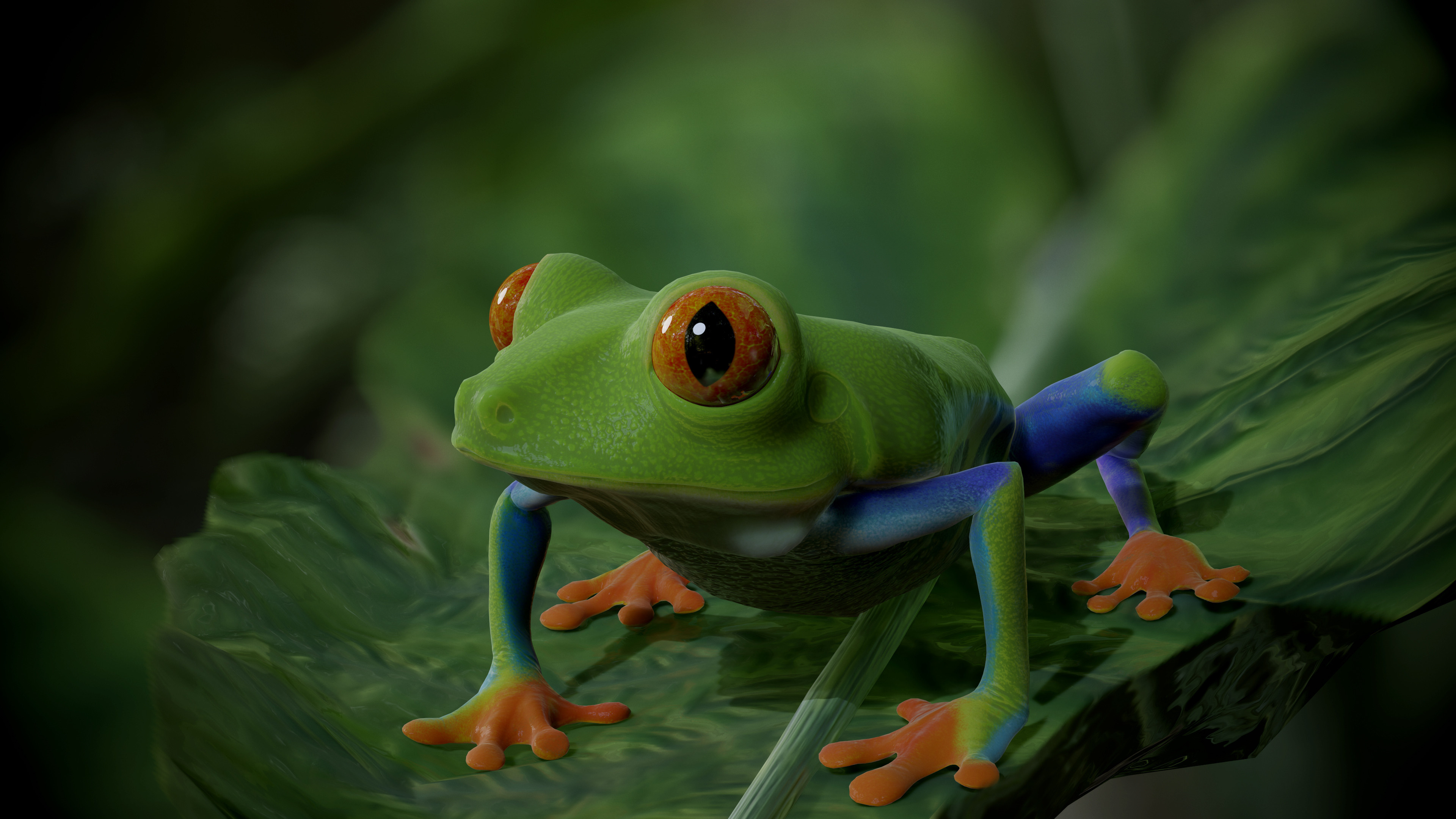 Artstation's wonders, Red Eye Tree Frog, CG artists' prowess, Creative amphibian, 3840x2160 4K Desktop