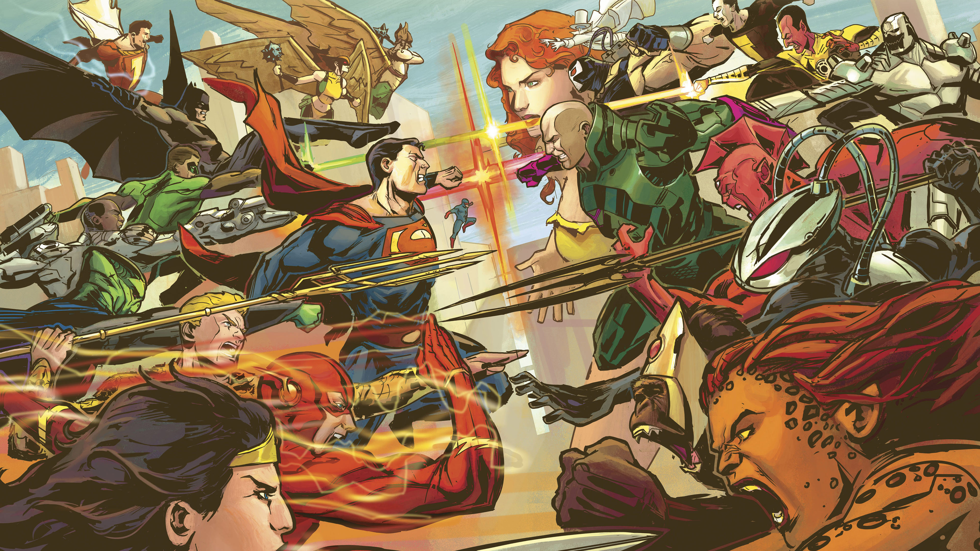 DC Comics characters, Aquaman, Atom, Bane, Batman, Black Adam, Superhero wallpaper, 3840x2160 4K Desktop