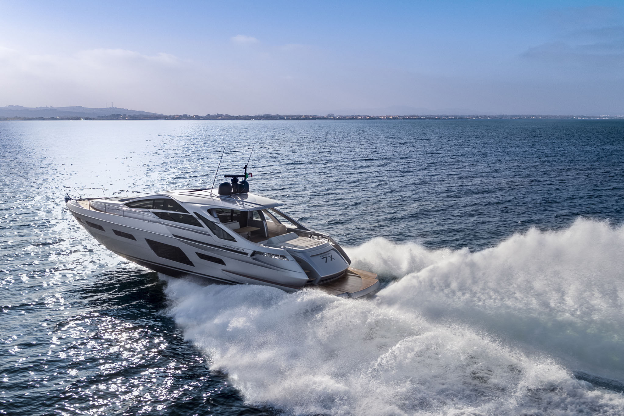 Pleasure Boat: Pershing 7X, Luxury and speed motor yacht designed for active leisure. 2050x1370 HD Wallpaper.