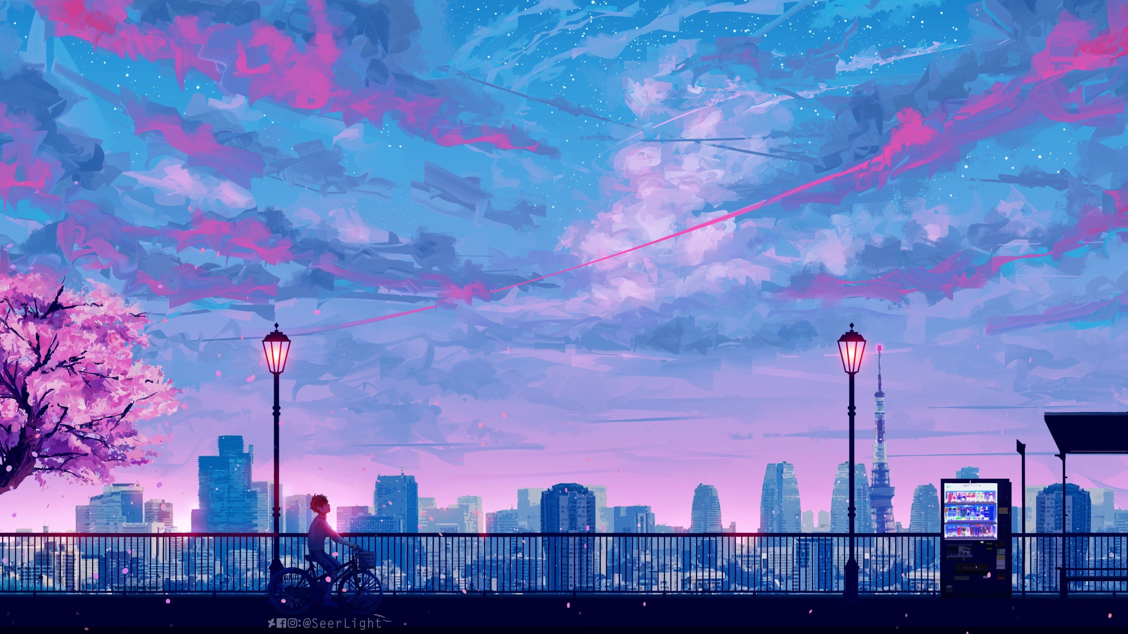 Cartoon Skyline, Travels, Scenery, Anime, 3840x2160 4K Desktop