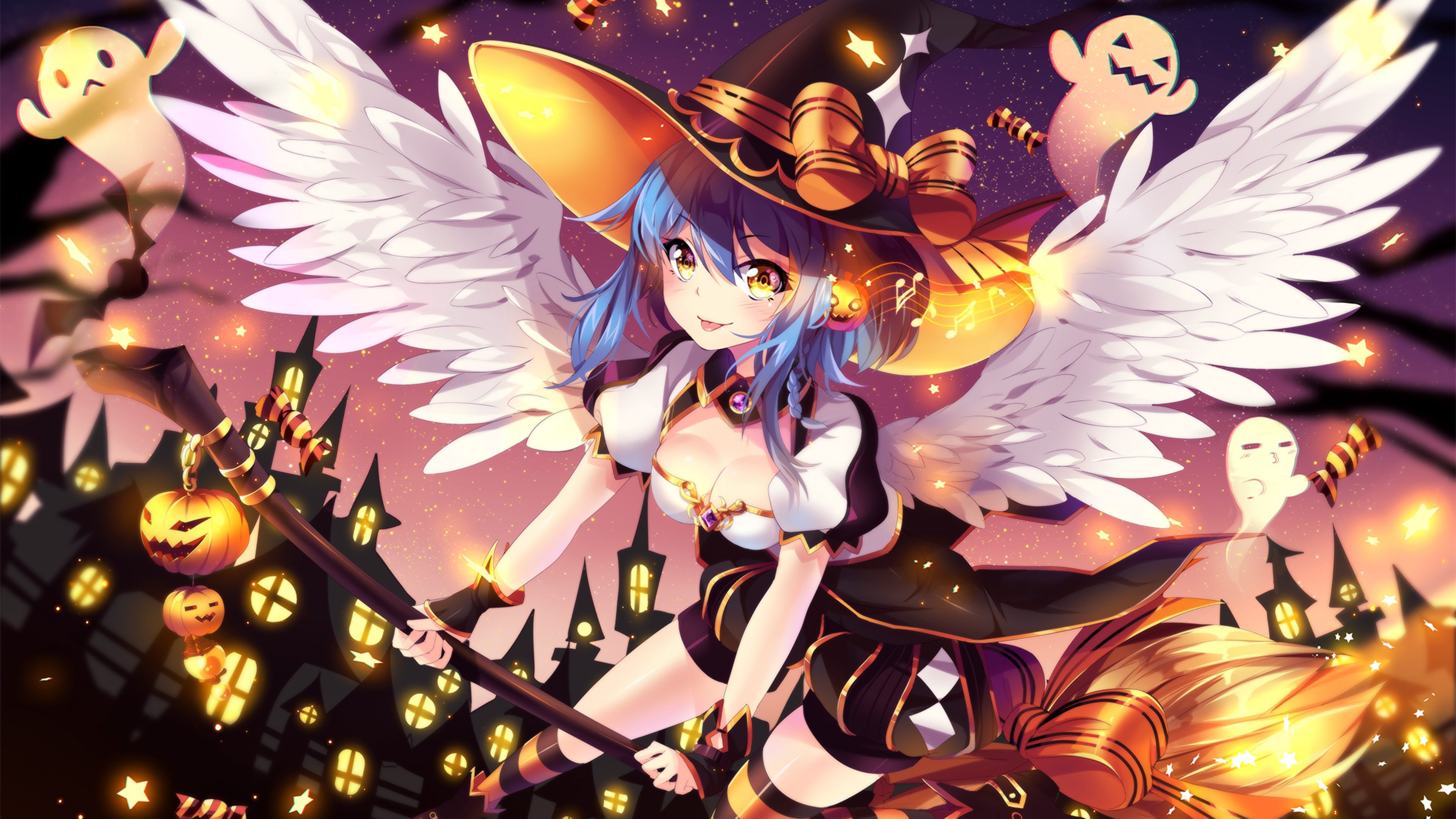 Halloween Witch, Anime girls, Spooky aesthetics, Halloween vibes, 3840x2160 4K Desktop