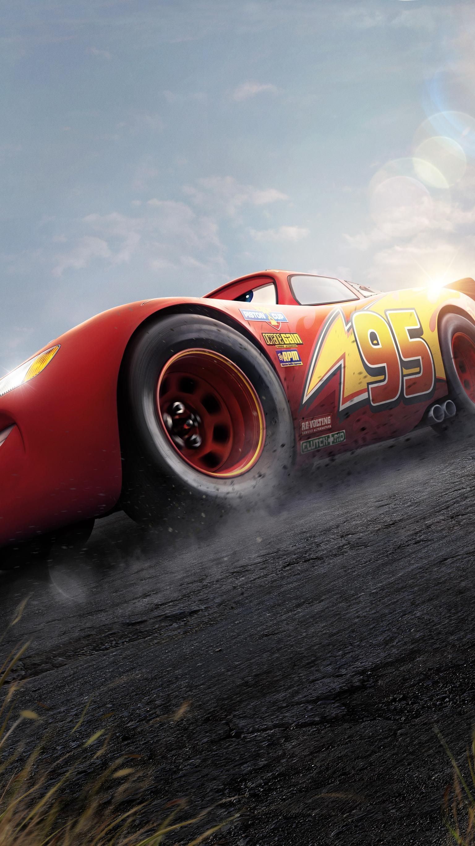 Cars (Disney): Famous race car Lightning McQueen voiced by Owen Wilson. 1540x2740 HD Background.
