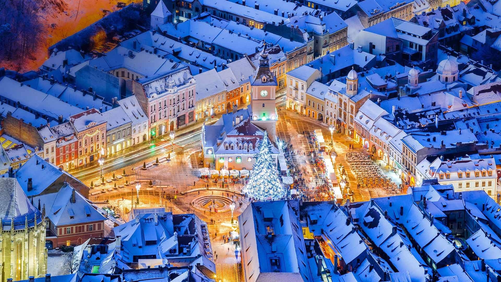 Christmas market in Brasov, Romania, 1920x1080 Full HD Desktop