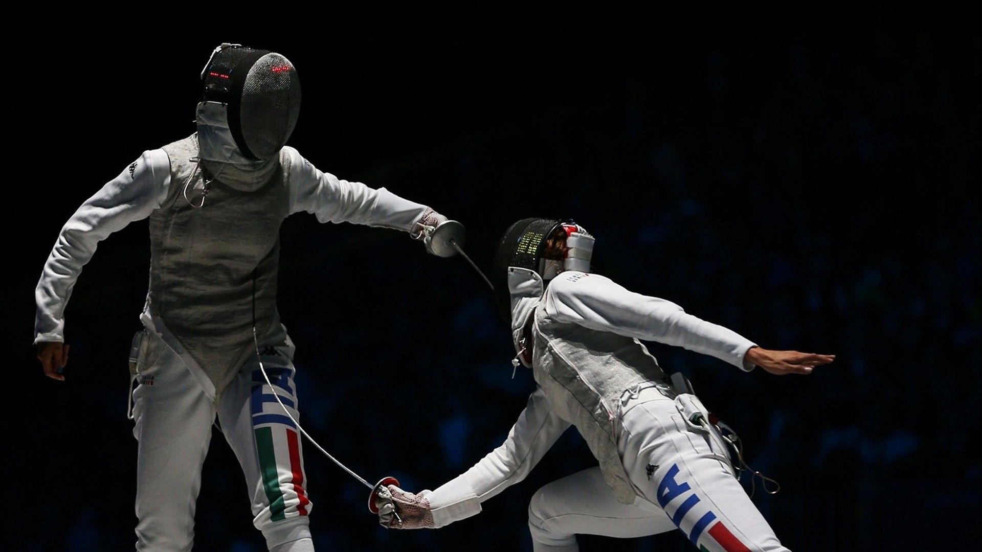Fencing: Elisa Di Francisca vs. Arianna Errigo, The 2012 Summer Olympics. 1920x1080 Full HD Wallpaper.
