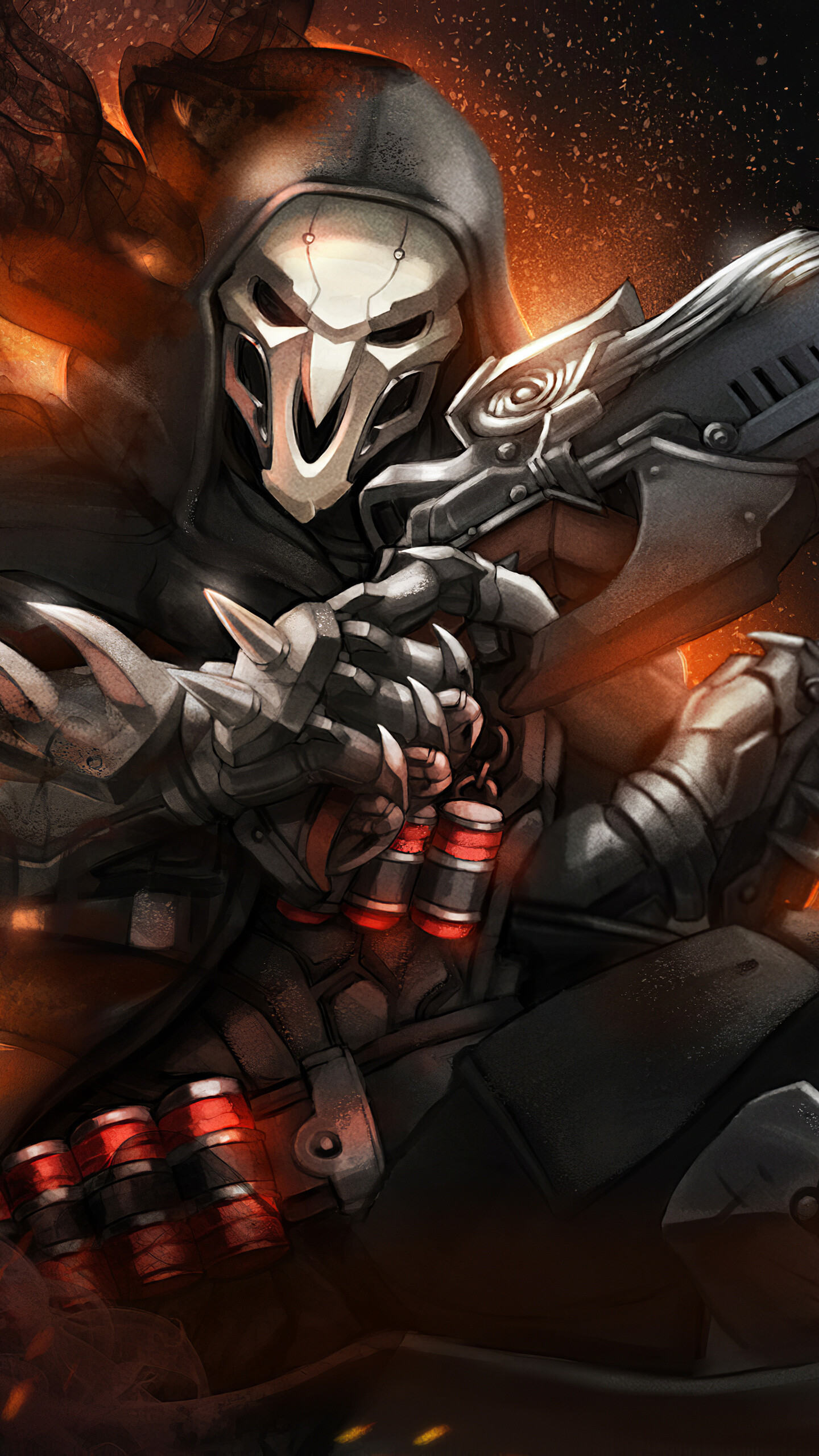 Overwatch: Reaper, A leading member of Talon, First-person shooter. 1440x2560 HD Background.