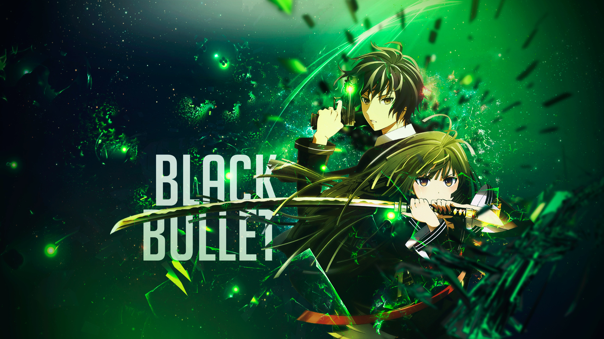 Black Bullet (Anime): Pistol, Sword, Television series adaptation animated by Kinema Citrus and Orange. 1920x1080 Full HD Background.