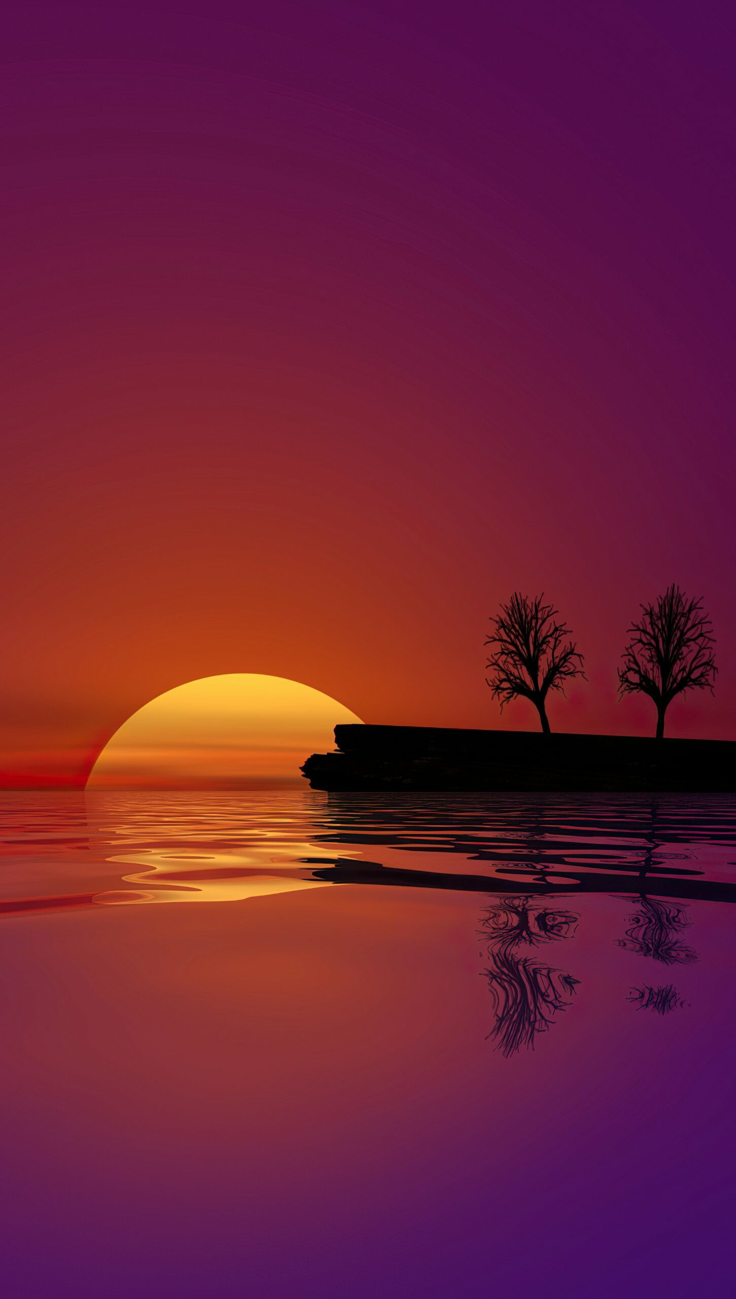 Sun's reflection, Submerged beauty, Serene waters, Pristine nature, 1450x2560 HD Phone