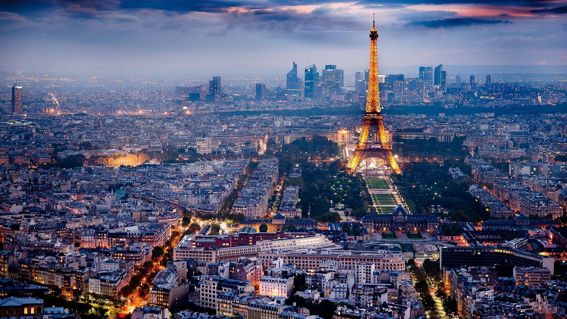Paris: Cityscape, French capital, City lights. 1920x1080 Full HD Background.