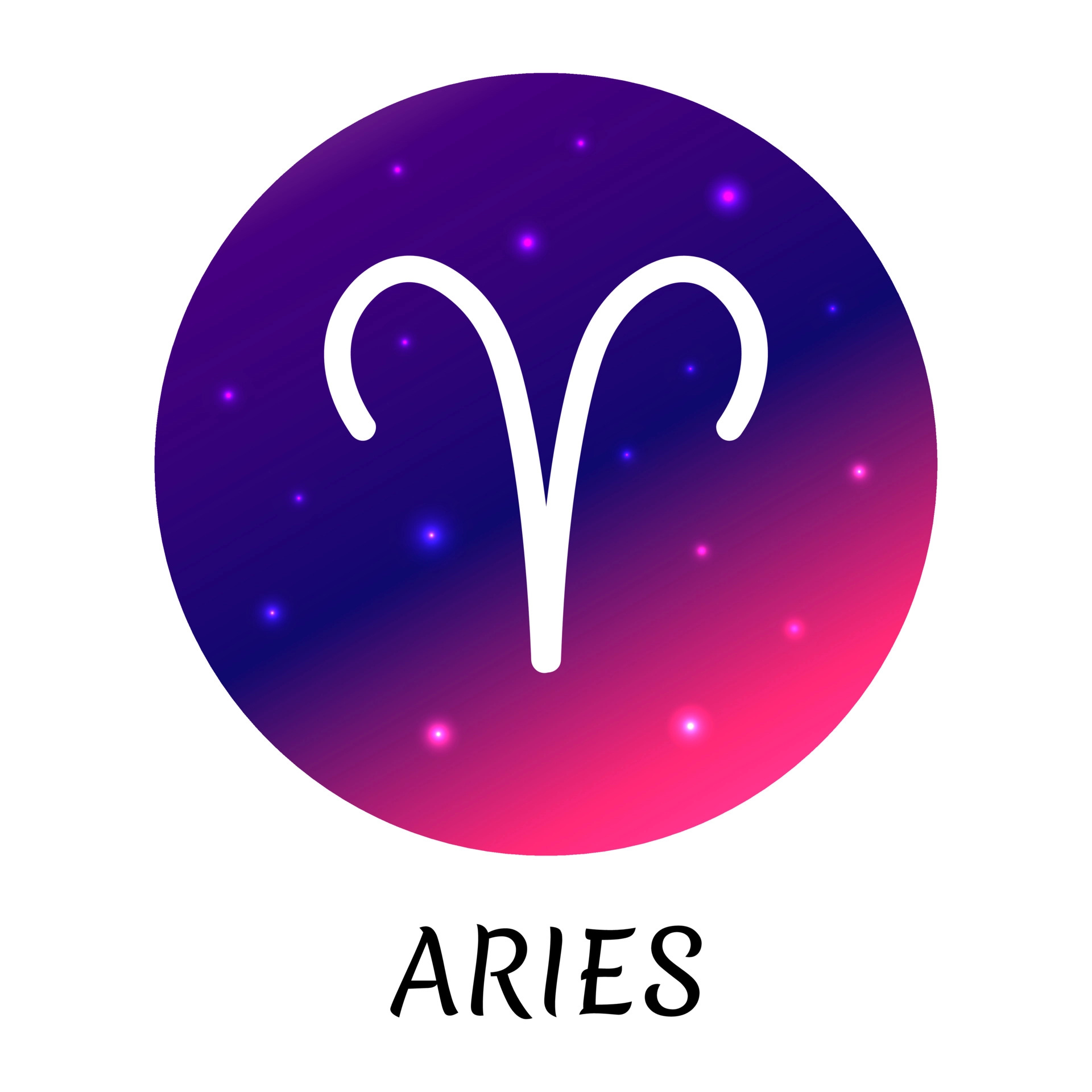 Zodiac icon, Aries symbol, Starry gradient design, Astrological element, 1920x1920 HD Phone