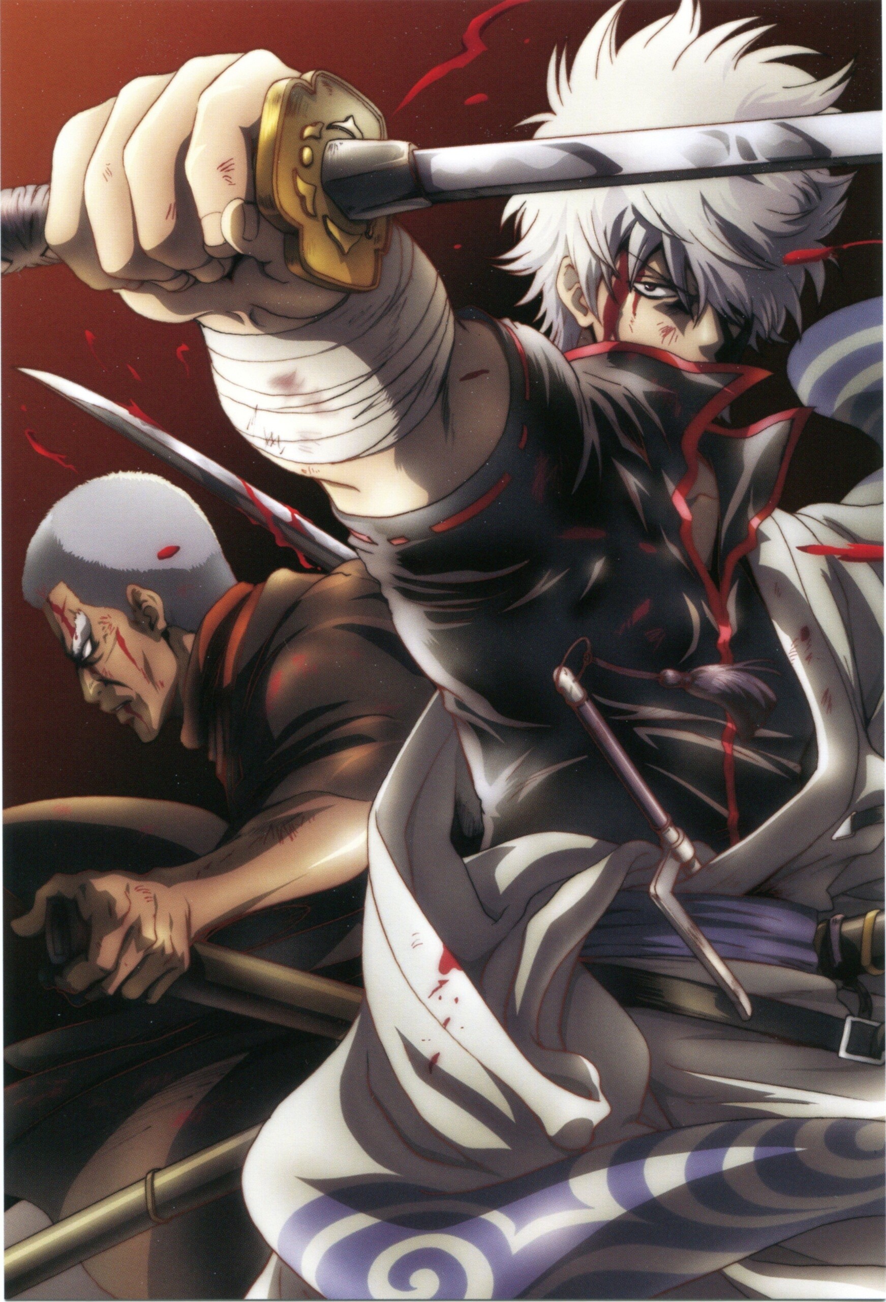 Gintama (TV Series): Gintoki Sakata, Known as the “White Devil” (Shiroyasha) due to his silver hair and white clothing. 1750x2560 HD Background.