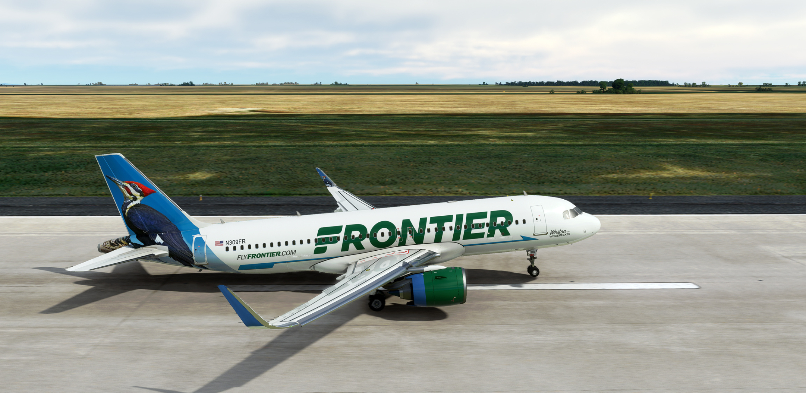 Frontier Airlines, Airline journey, Blue skies, Adventure awaits, 2560x1250 Dual Screen Desktop
