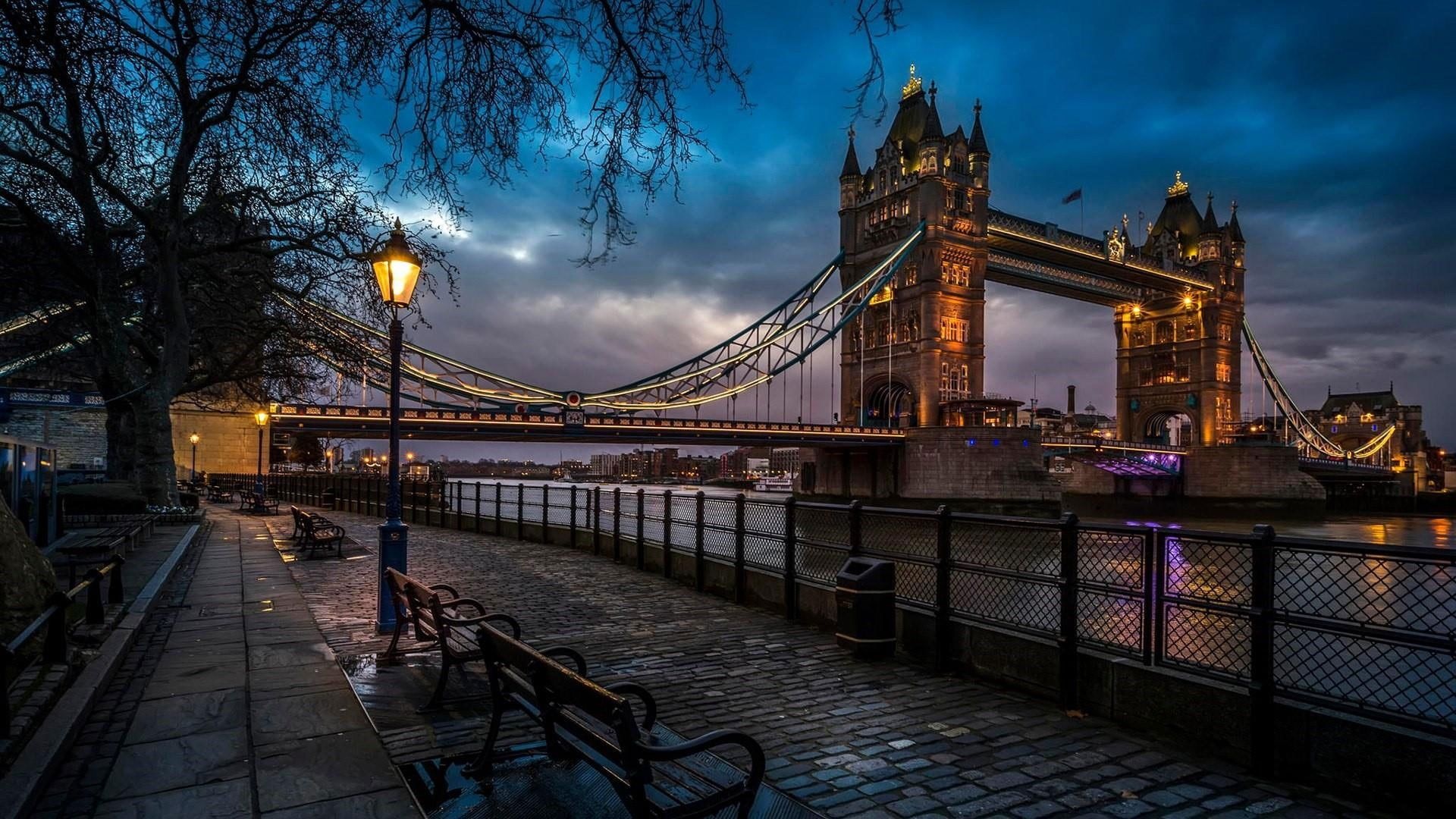 Europe, Evening tower bridge, London lighting, Bridge wallpaper, 1920x1080 Full HD Desktop