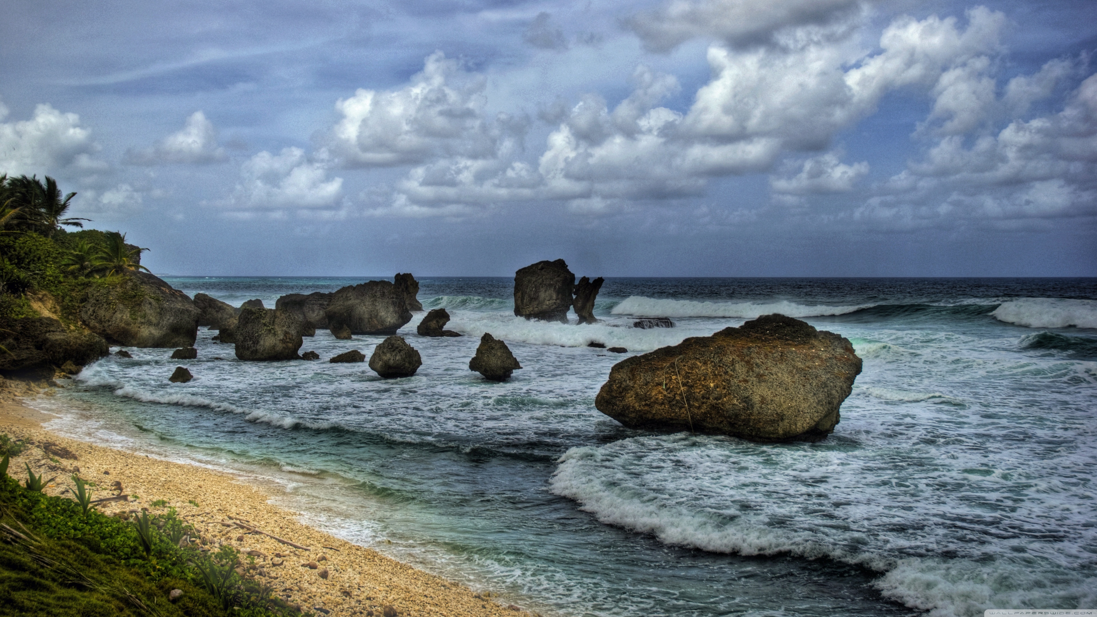 Beach paradise, Barbados 4K, Tropical desktop, Island waves, 3840x2160 4K Desktop