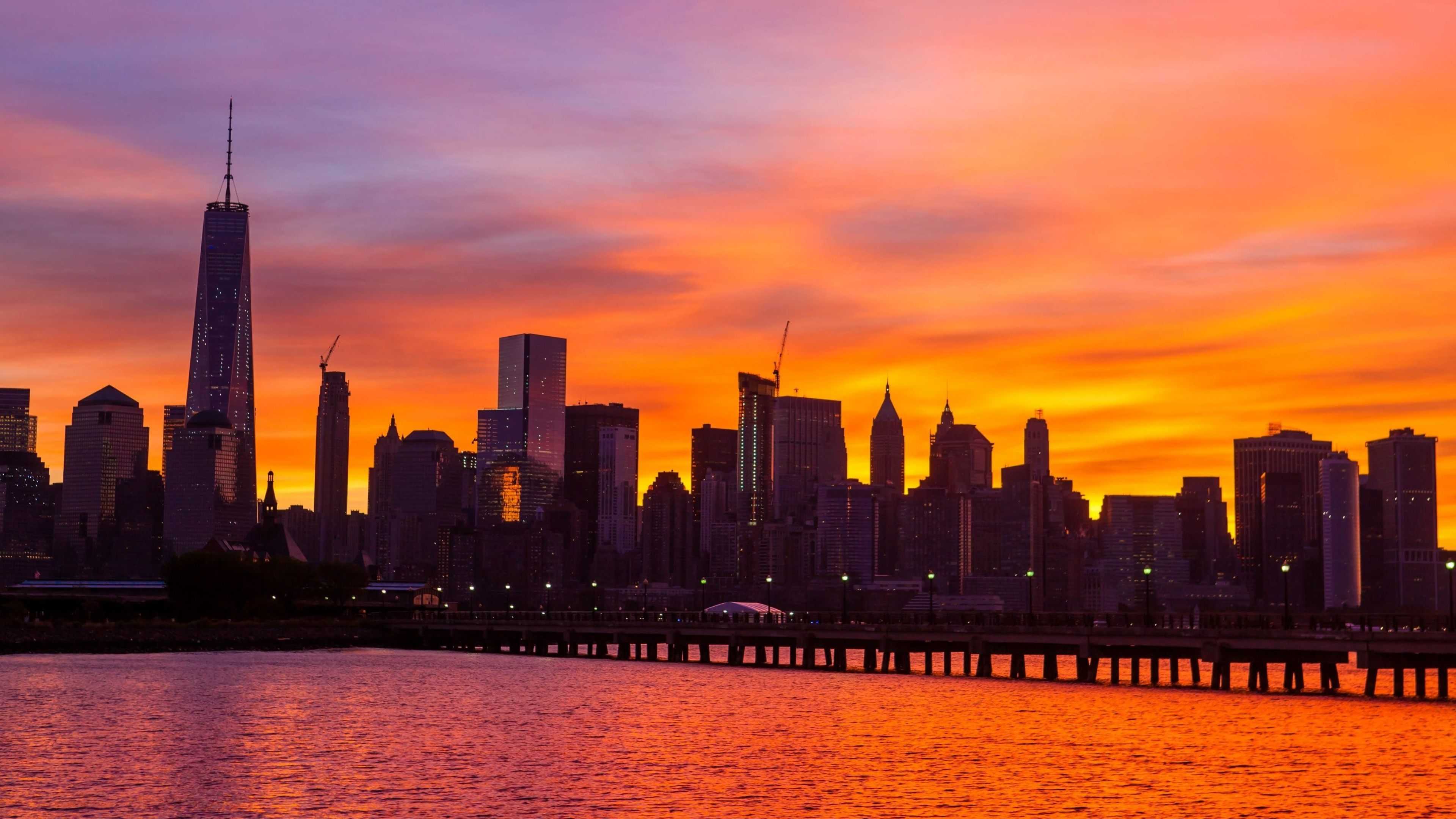 New York 4K Sunset, Majestic metropolis, Captivating skyline, Urban beauty, 3840x2160 4K Desktop
