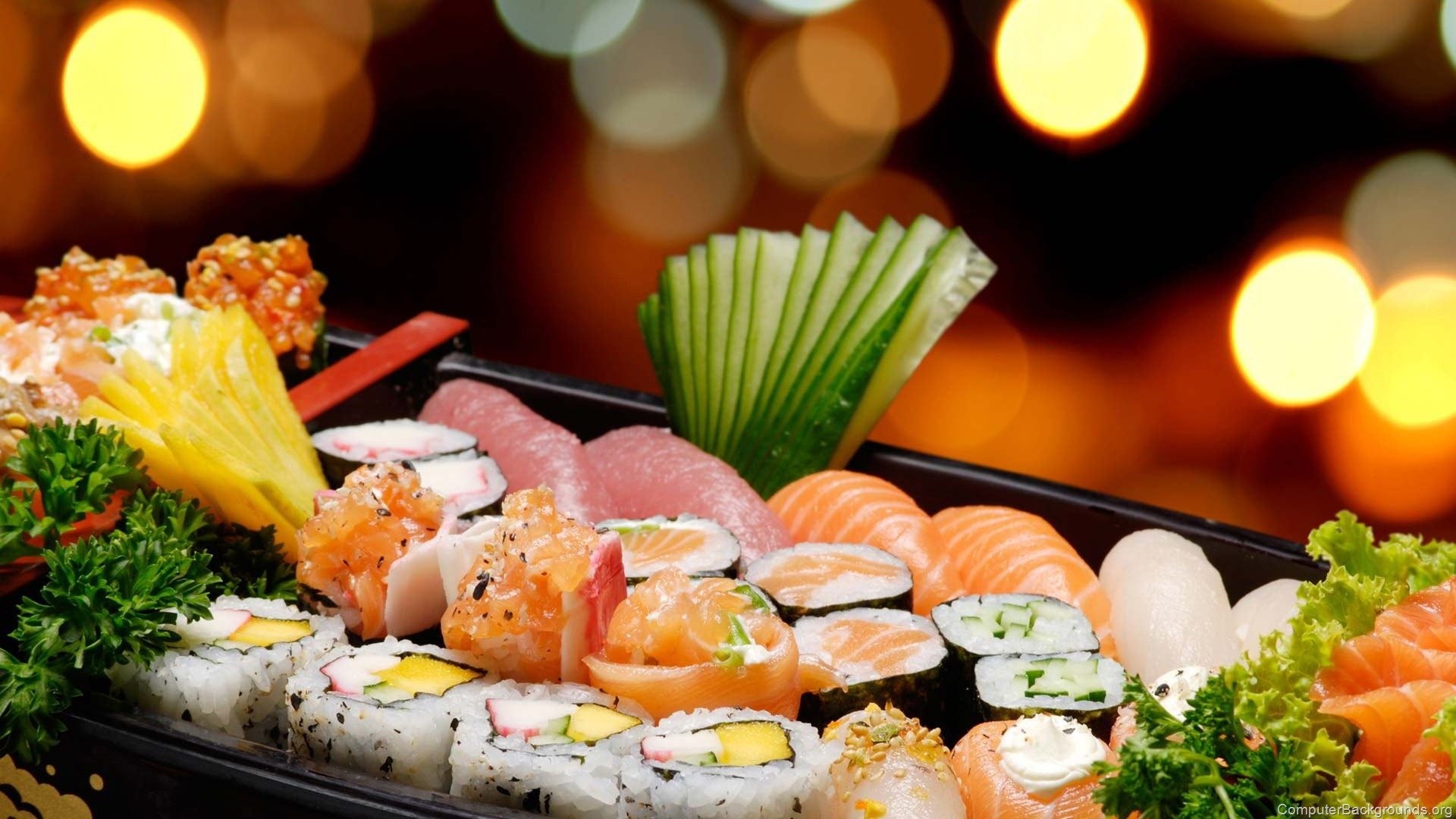 Sushi: Japanese food, Asian cuisine, Rice dish. 1920x1080 Full HD Background.