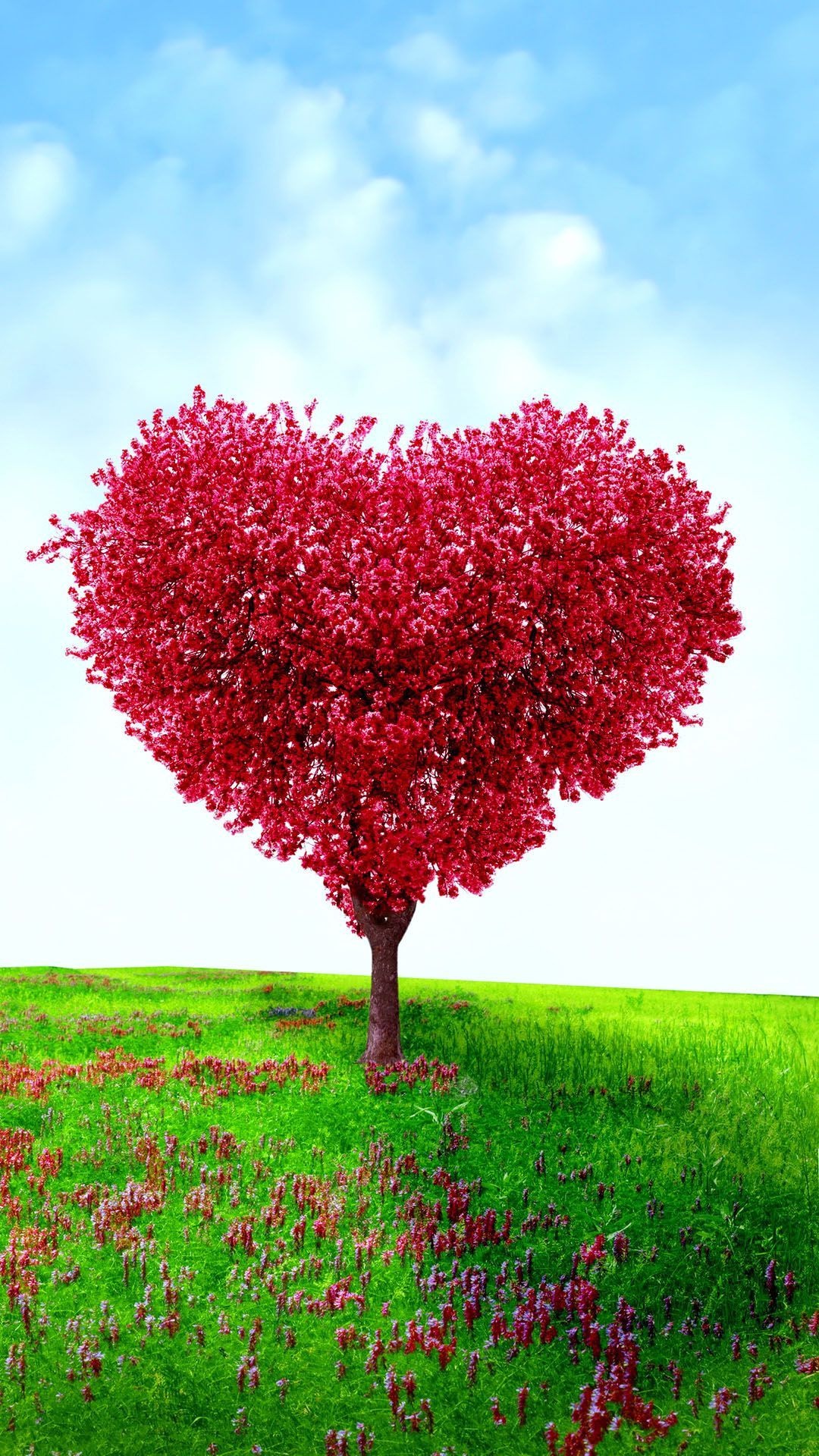 Heart Shape, Tree of hearts, Love symbolism, Artistic wallpaper, 1080x1920 Full HD Handy