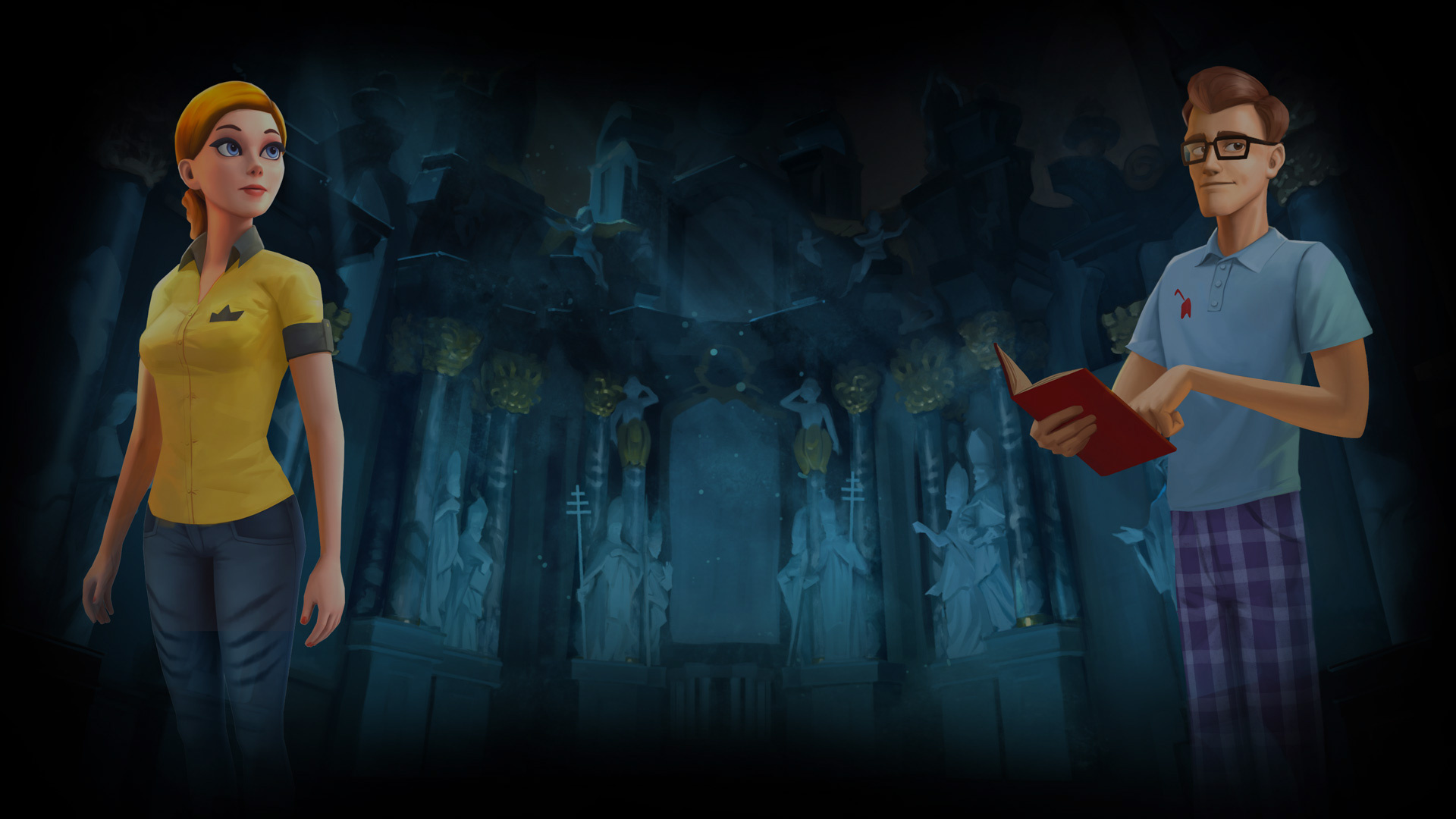 Crowns and Pawns: Kingdom of Deceit: Inspired by Broken Sword, Playing as Milda, Joris. 1920x1080 Full HD Background.