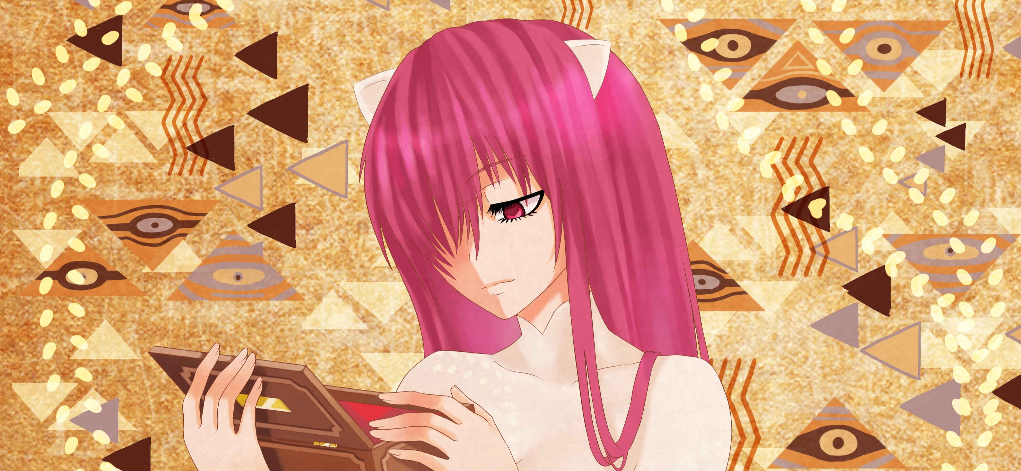 Elfen Lied, Lucy the character, Wallpaper resolution, Captivating image, 3510x1620 Dual Screen Desktop