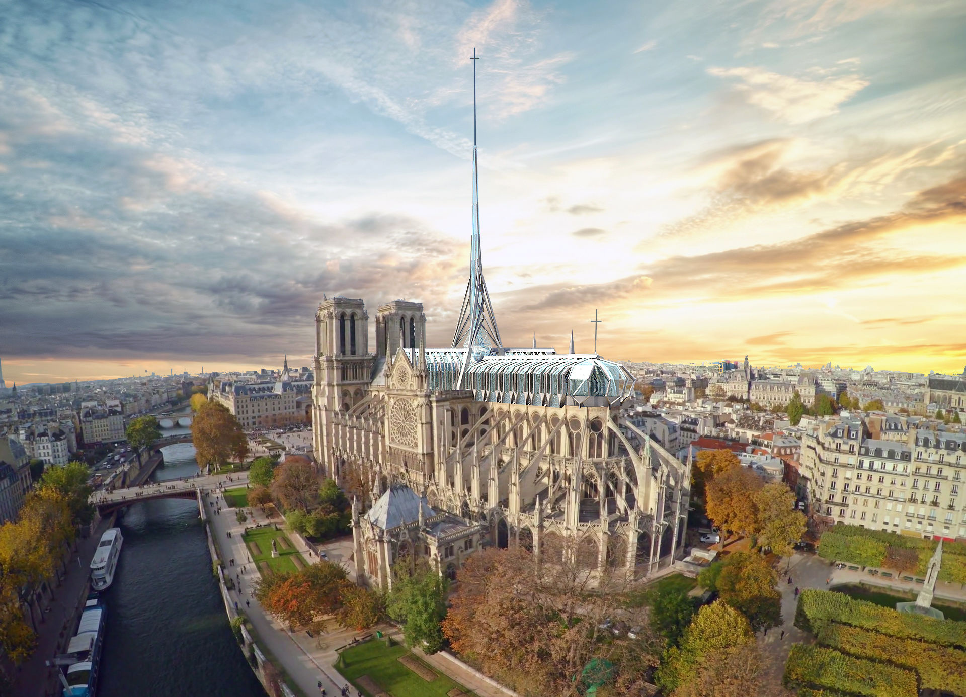 Notre-Dame Cathedral, Roof and spire, Design, Ma2 archello, 1920x1390 HD Desktop