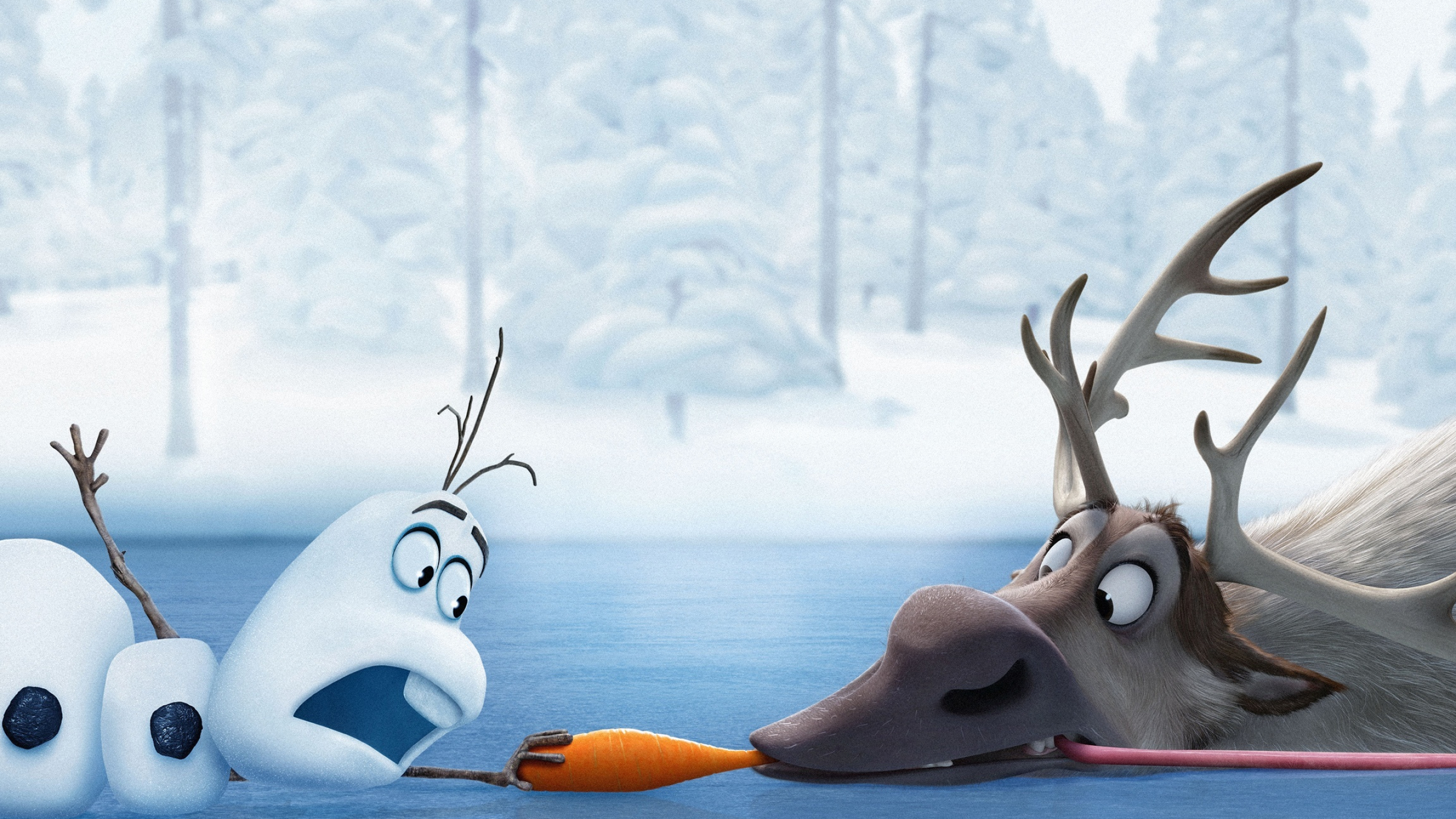 Sven, Frozen Animation, Olaf, Christmas, 2560x1440 HD Desktop