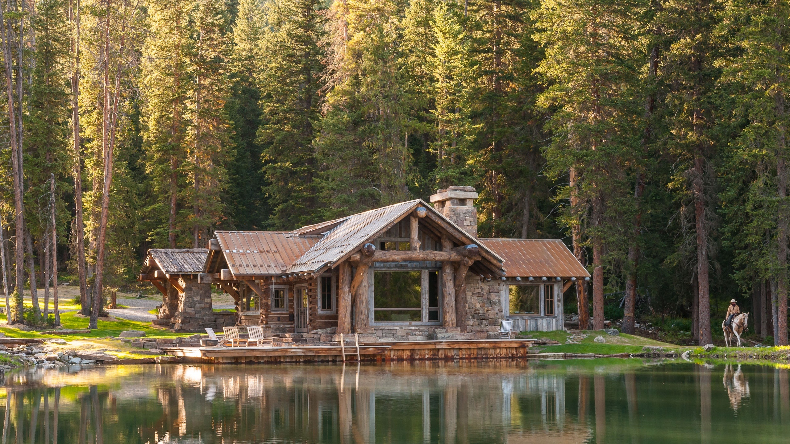 Log Cabin, Mountain getaway, Rustic charm, Nature's sanctuary, Cozy living, 2560x1440 HD Desktop