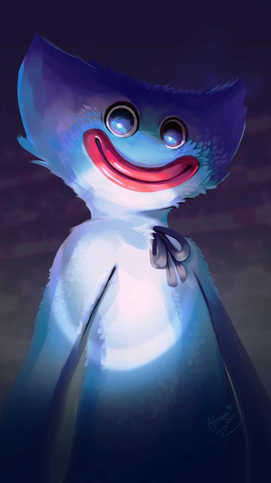 Huggy Wuggy: A monster standing at a towering height of at least 10 feet, Red lips, Creature's eyes resemble googly eyes. 1080x1920 Full HD Wallpaper.