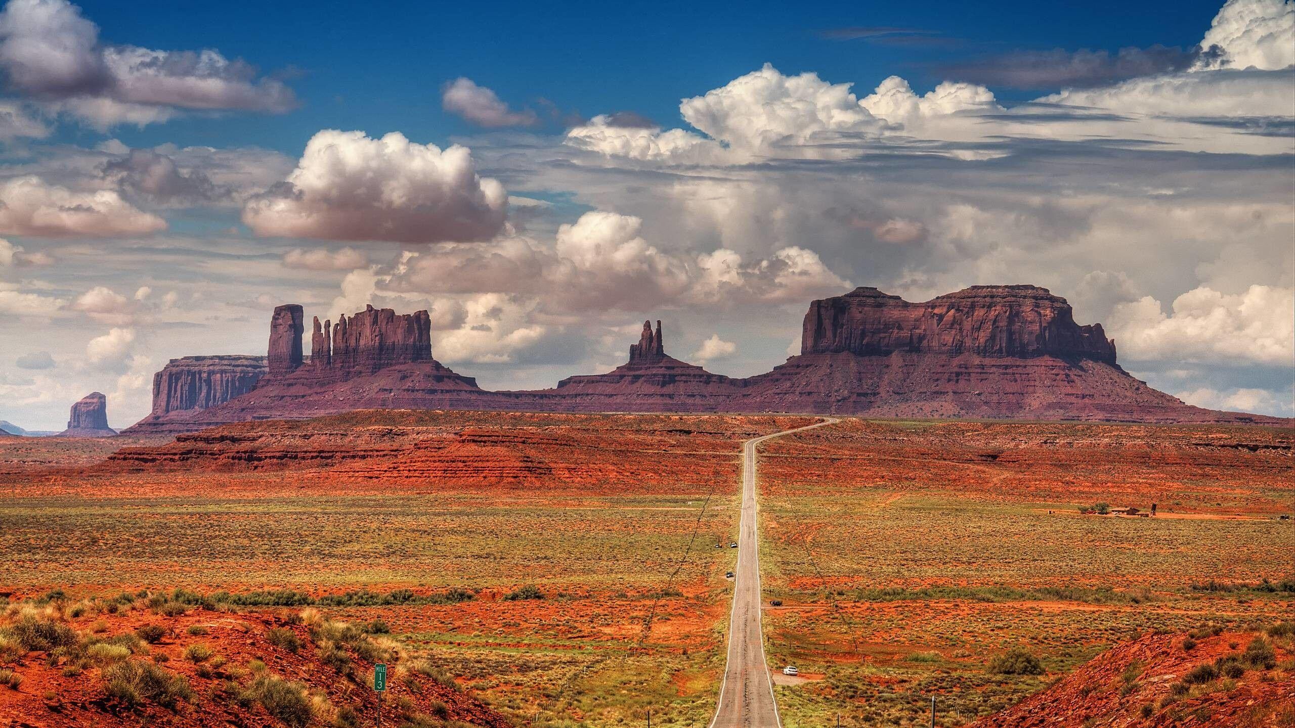 Geology: Monument Valley, The Colorado Plateau, The Utah-Arizona state line. 2560x1440 HD Wallpaper.
