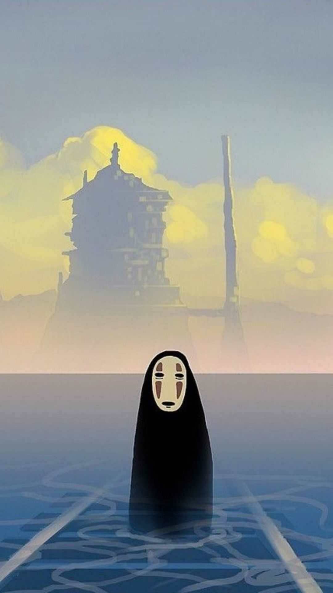 Spirited Away: No-Face, Japanese legendary creature, A character in Hayao Miyazaki's anime. 1080x1930 HD Background.