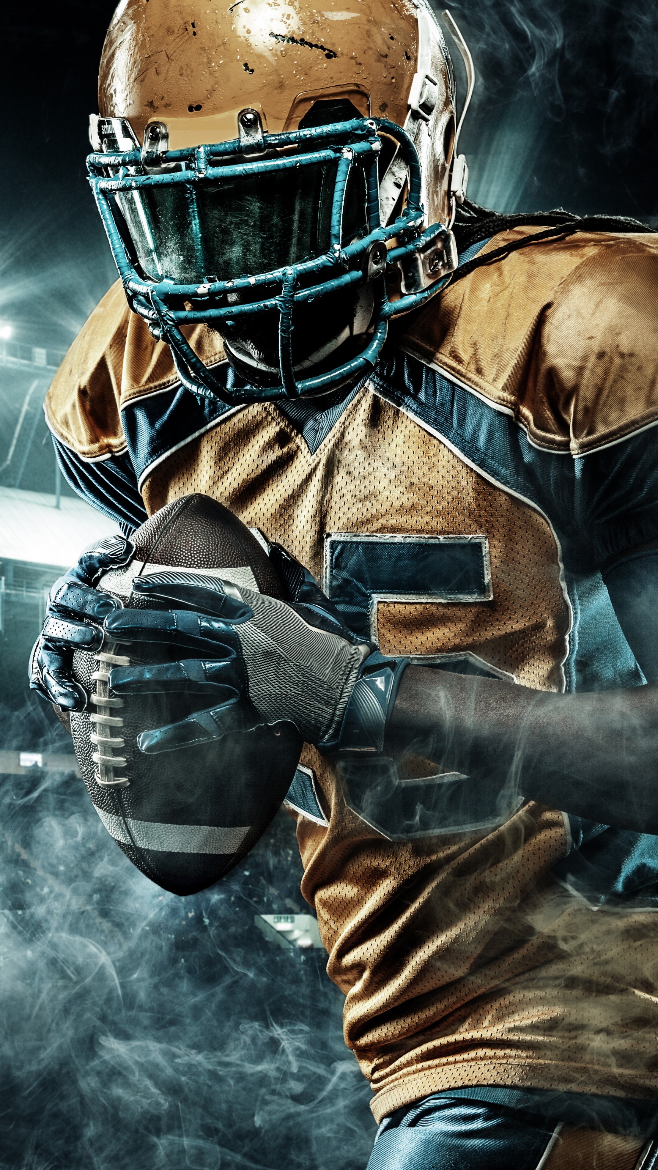 American Football: The offense must advance at least ten yards in four downs. 2160x3840 4K Background.