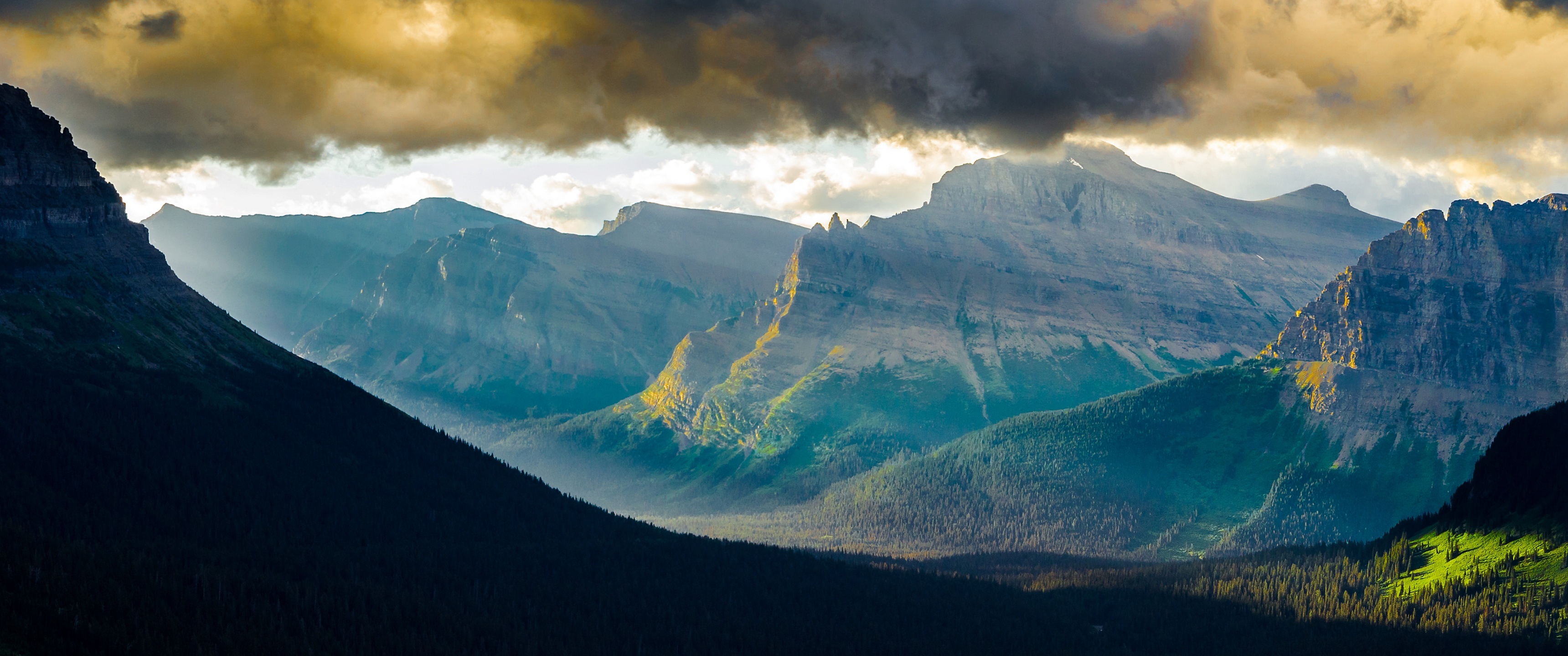 Logan Pass wallpaper, Glacier National Park Montana, Early morning nature, 4K, 3440x1440 Dual Screen Desktop