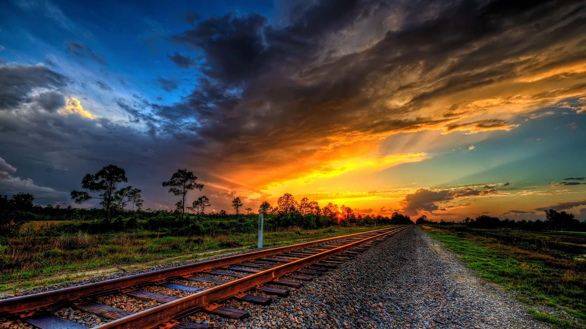 Railway travels, Dramatic sky, iPhone wallpaper, Dark beauty, 1920x1080 Full HD Desktop