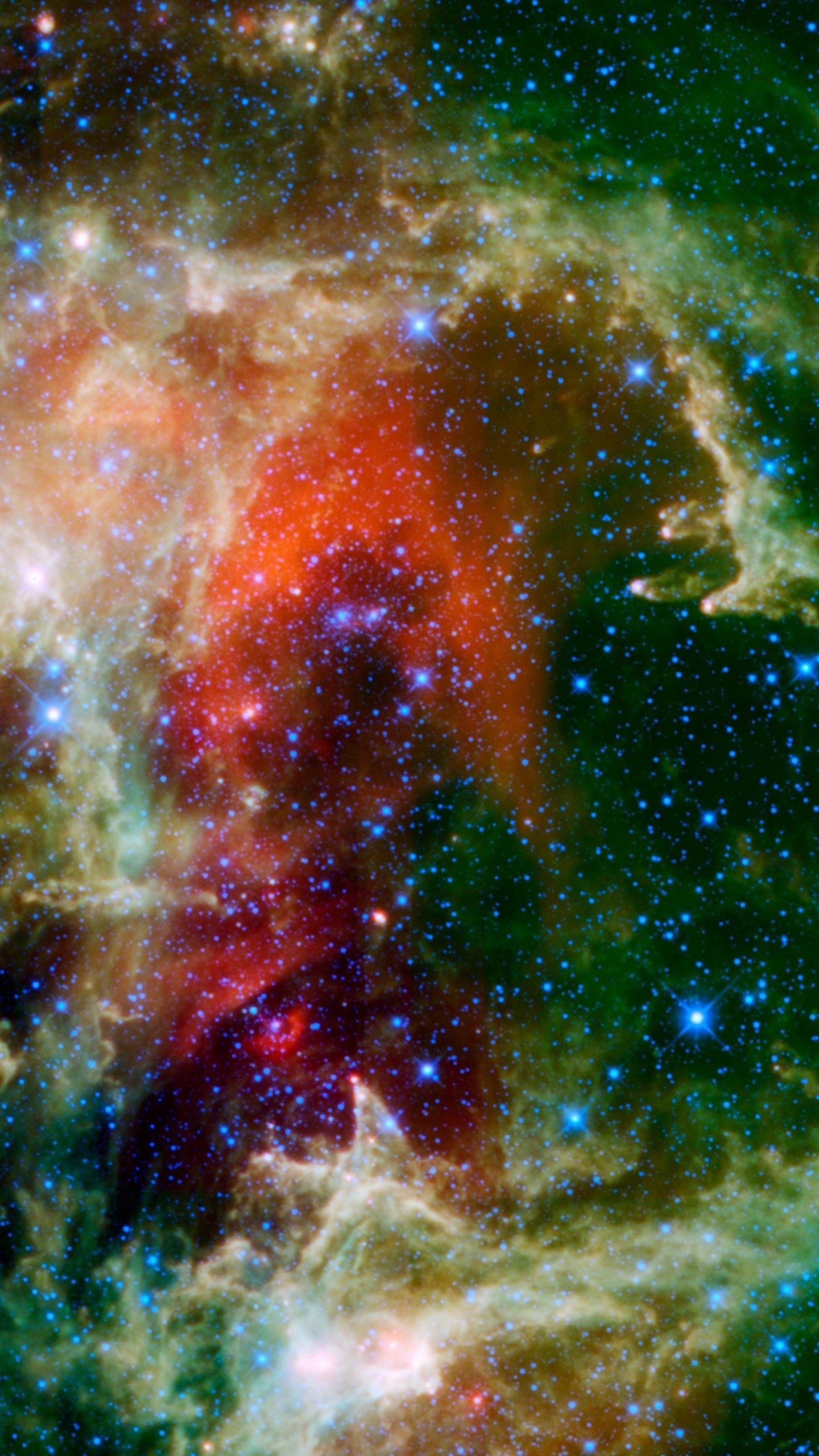 Green Nebula: Westerhout 5, Sharpless 2-199, Soul Nebula, Cassiopeia. 1440x2560 HD Wallpaper.
